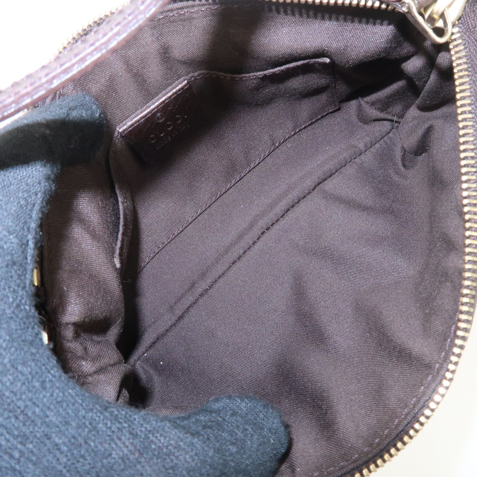 GUCCI Sherry GG Canvas Leather Hand Bag Pouch Boots Bag Charm 145970 Used