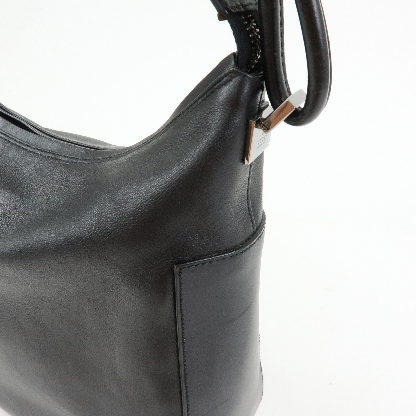 GUCCI Leather Shoulder Bag Hand Bag Black 001・3766