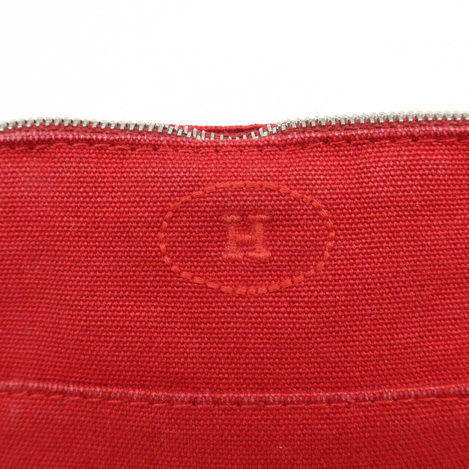 HERMES Bolide Set of 2 Canvas Leather Cosmetic Pouch Pink Red