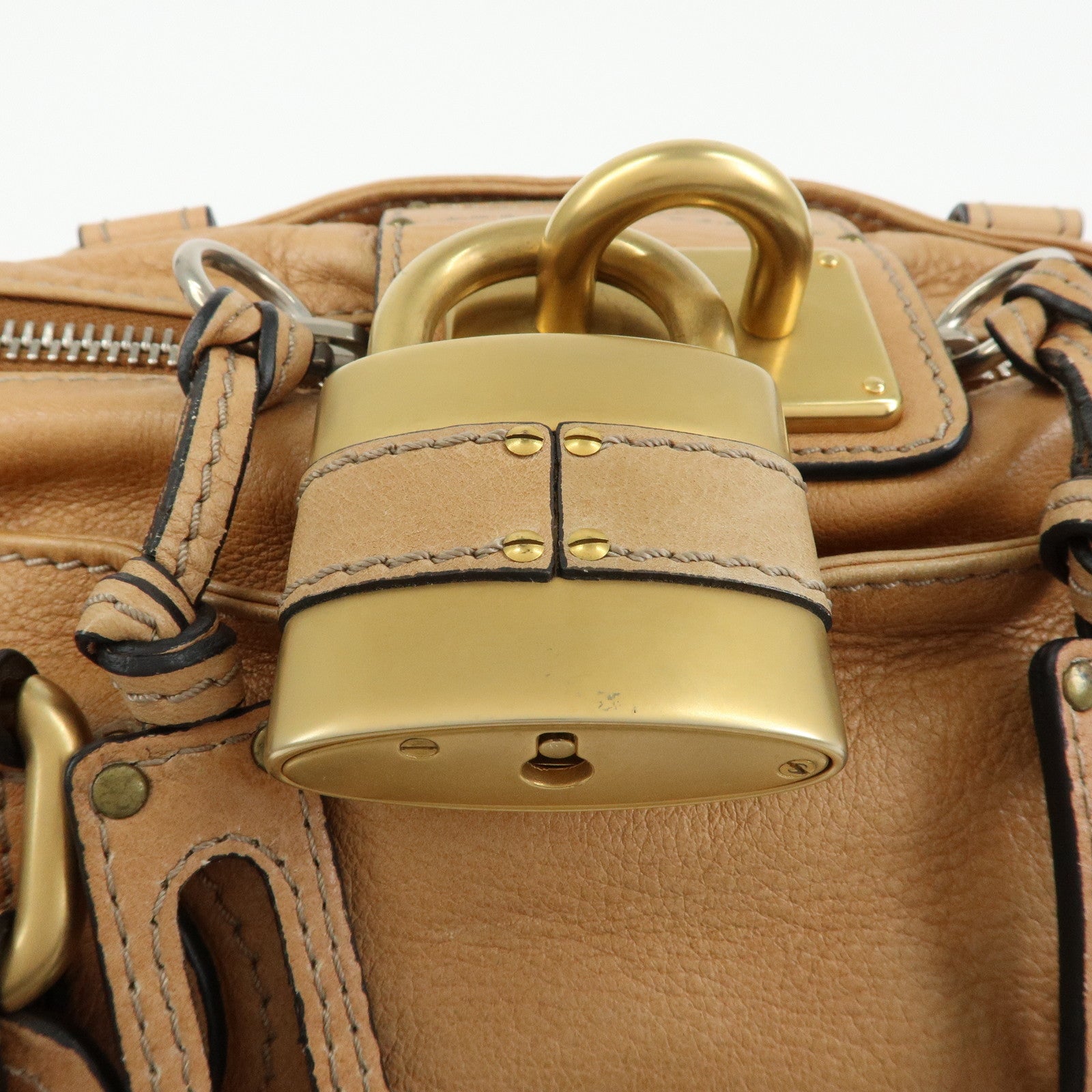 Chloe Paddington Leather Medium Shoulder Bag Boston Bag Light Brown