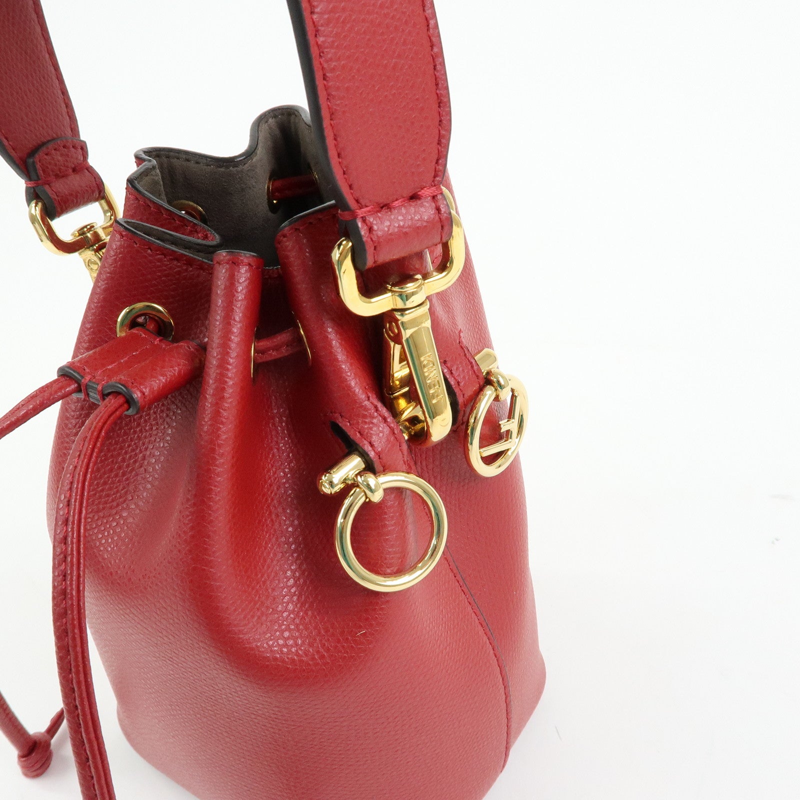 FENDI Mon Tresor Leather 2Way Bag Hand Bag Shoulder Bag Red 8BS010