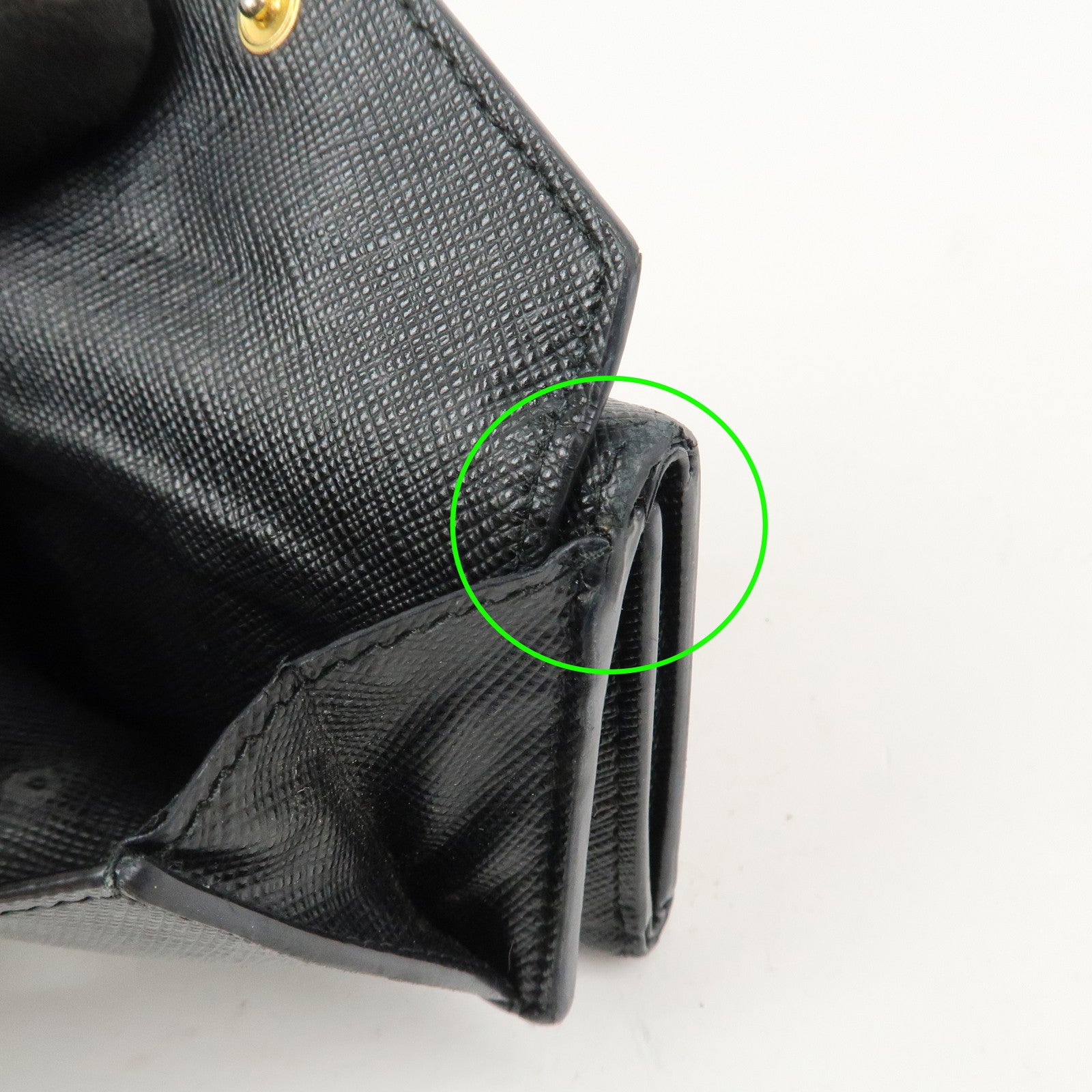 PRADA Triangle Logo Saffiano Leather Tri-fold Wallet Black 1MH021