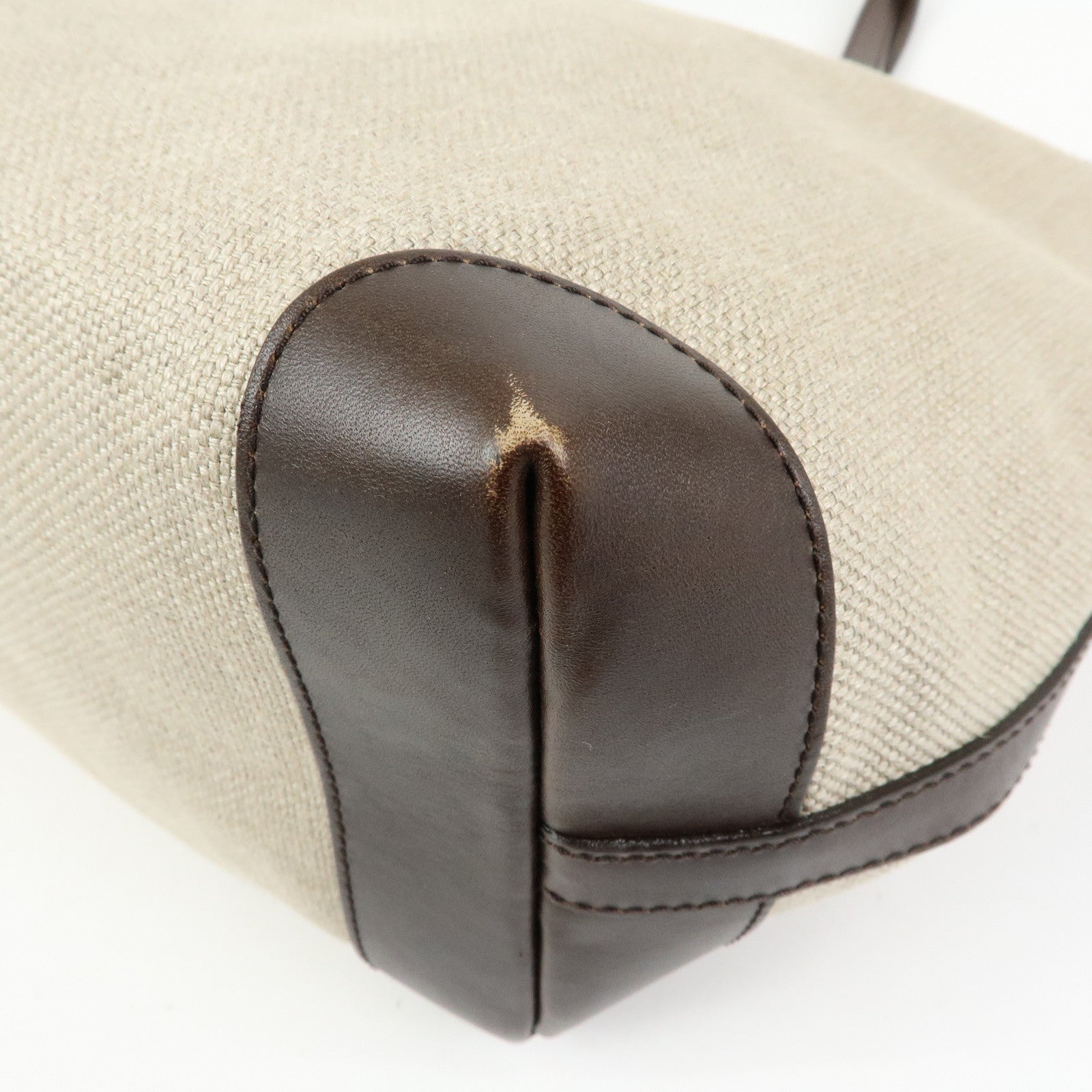 GUCCI GUCCI Craft Canvas Leather Tote Bag Beige Brown 247207