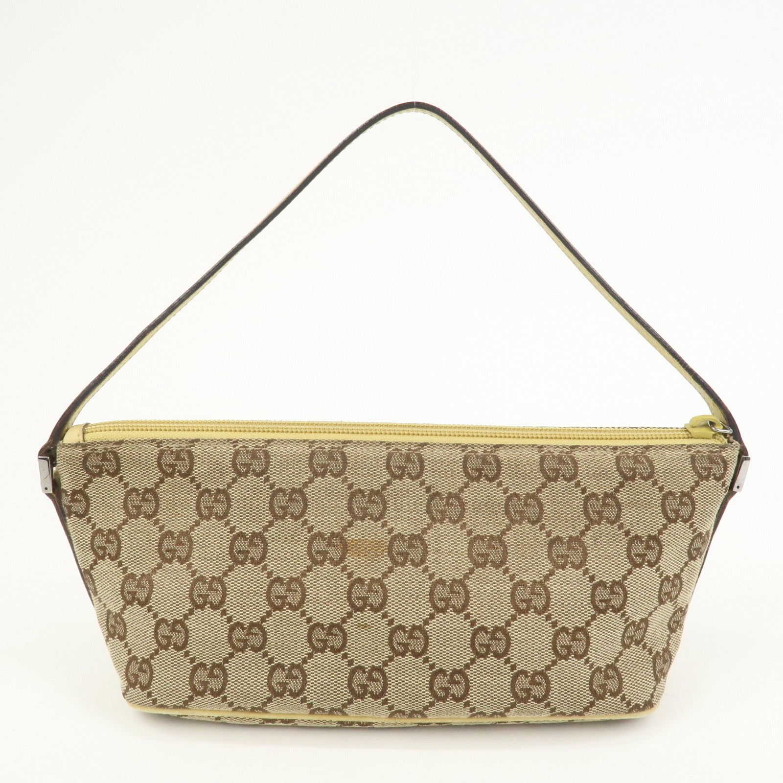 GUCCI Boat Bag GG Canvas Leather Accessory Pouch Hand Bag 07198