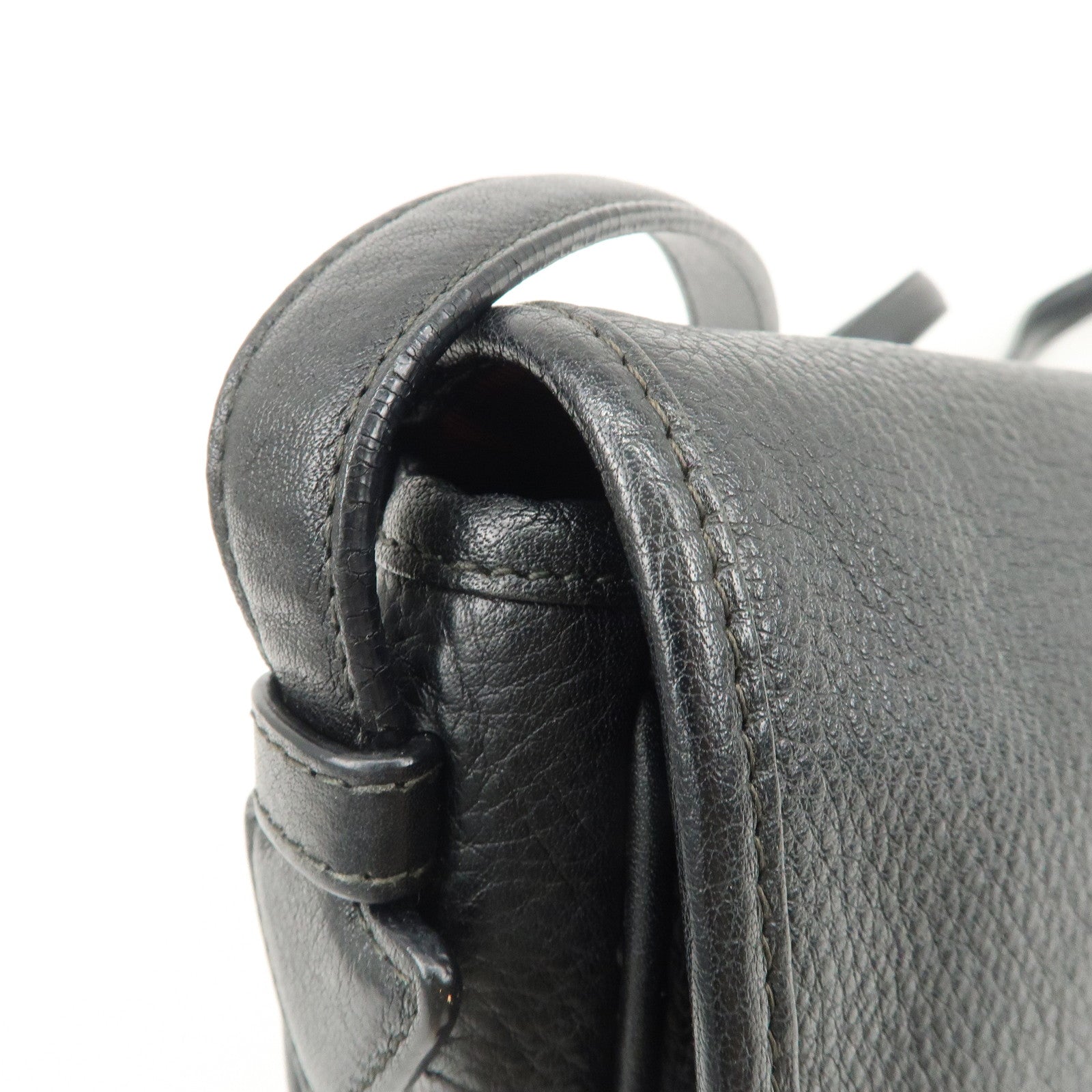 LOEWE Heritage Leather Shoulder Bag Crossbody Bag Black Used