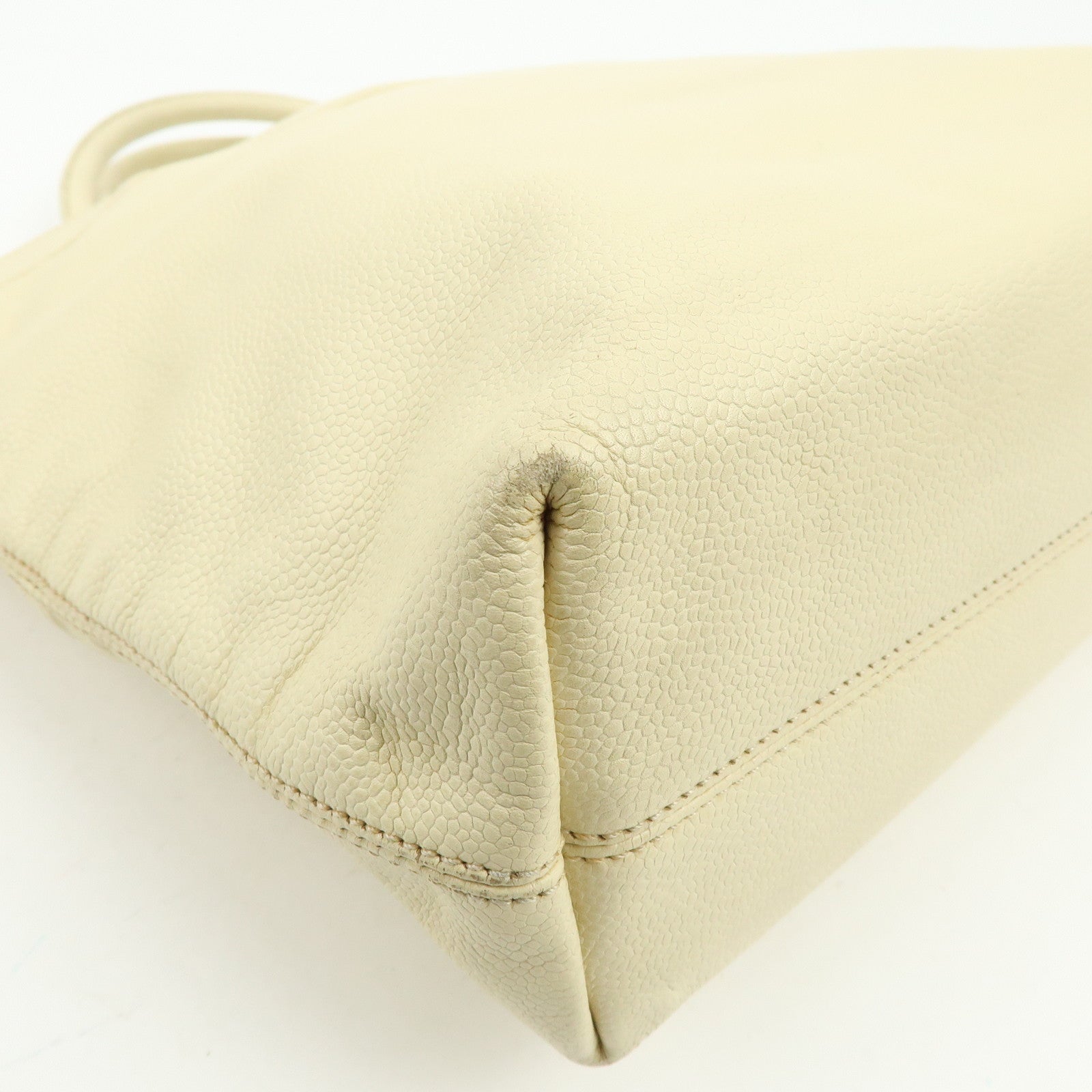 CHANEL COCO Mark Caviarskin Tote Bag Shoulder Bag Hand Bag Ivory