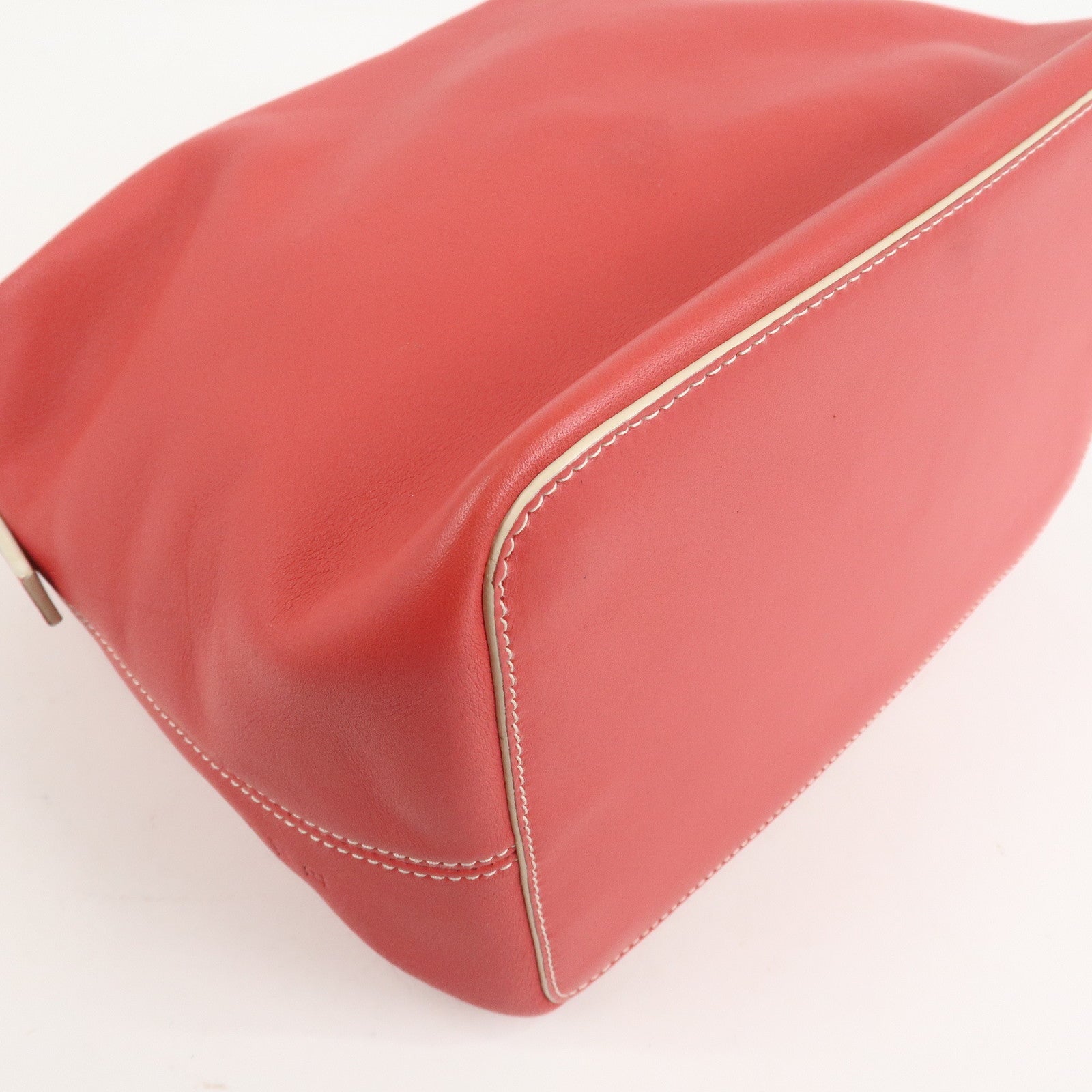 LOEWE Leather Hand Bag Red White Silver Hardware