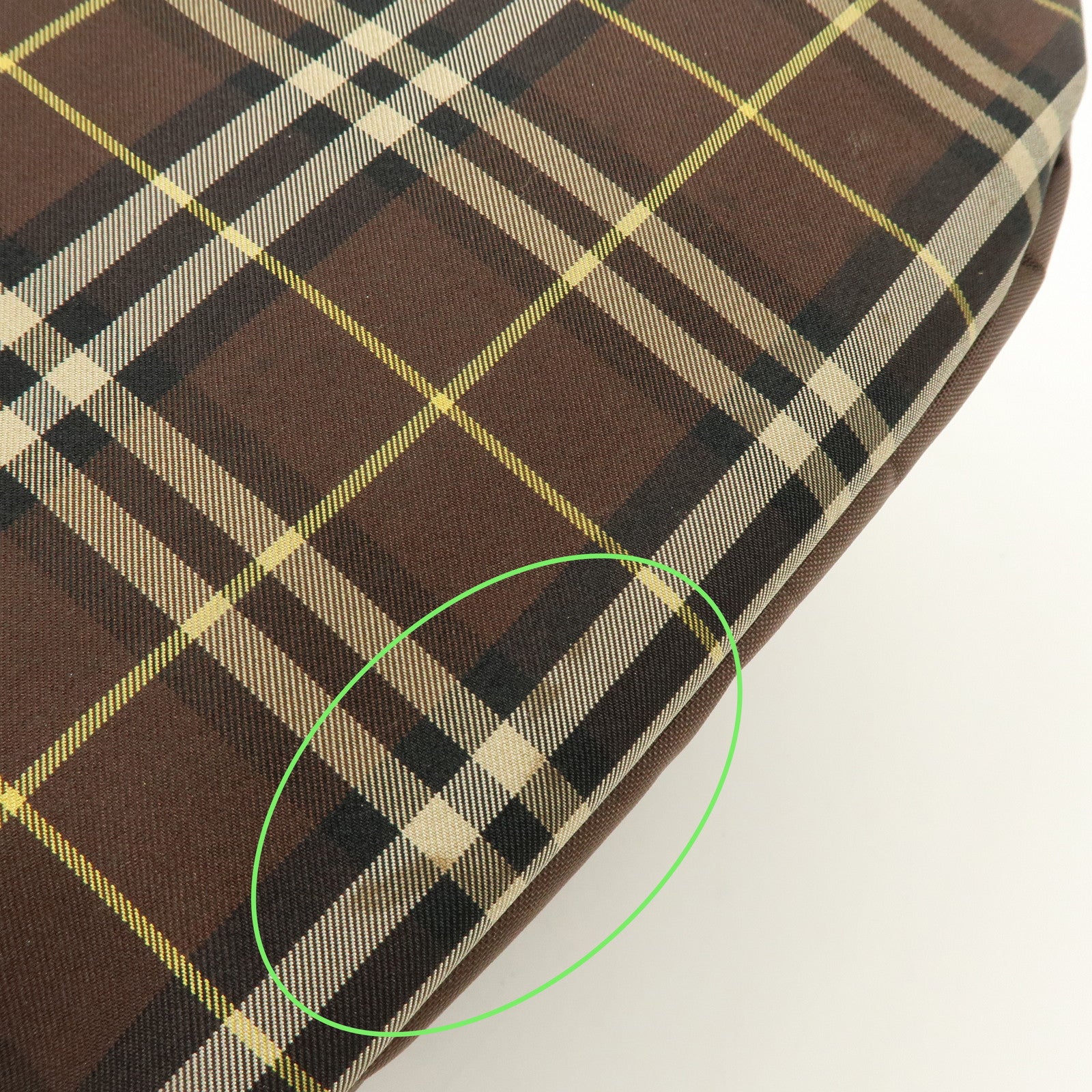 BURBERRY Blue Label Canvas Leather Plaid Tote Bag Hand Bag Brown