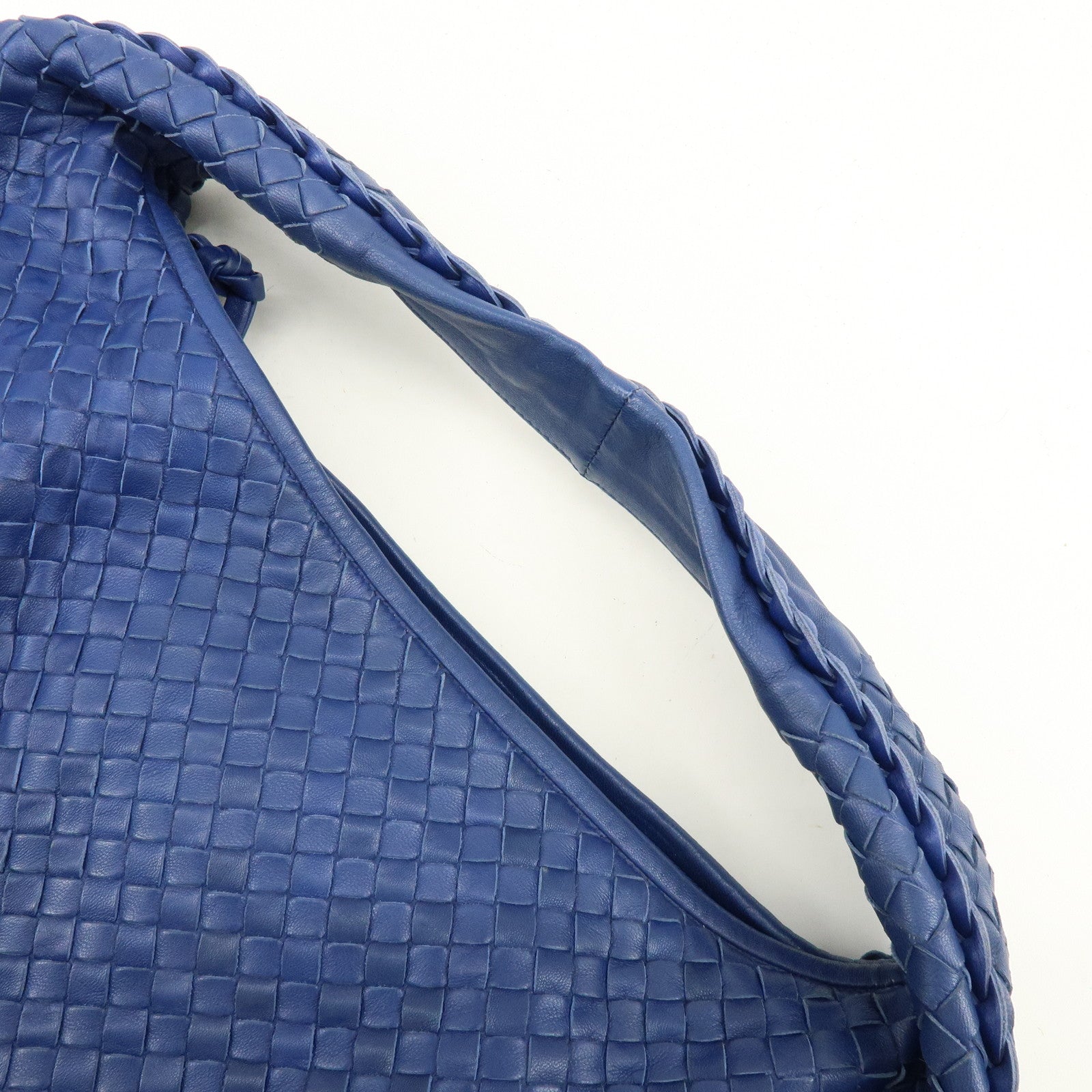 BOTTEGA VENETA Hobo Intrecciato Leather Shoulder Bag Blue 115654