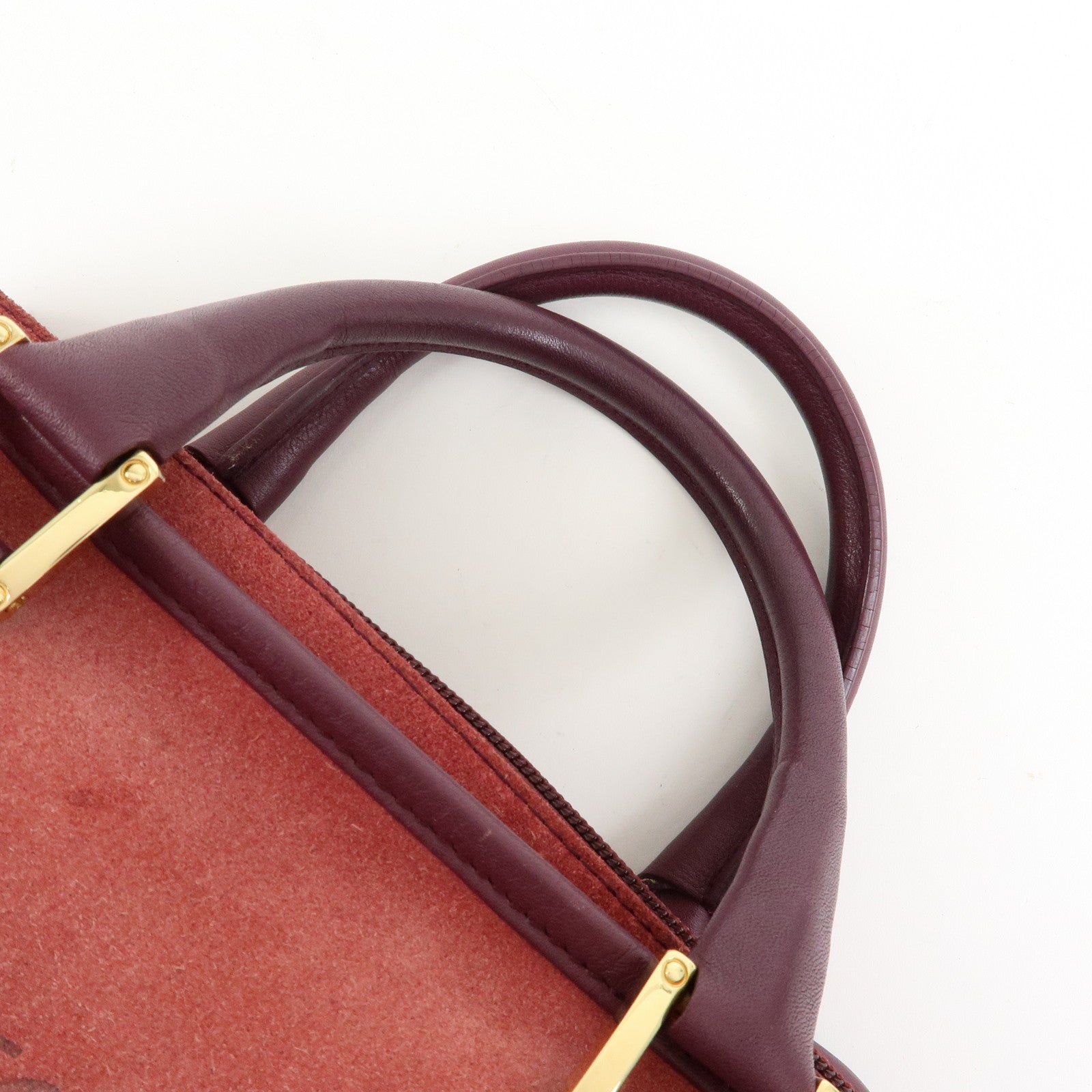LOEWE Anagram Amazona 28 Suede Leather Hand Bag Red Bordeaux