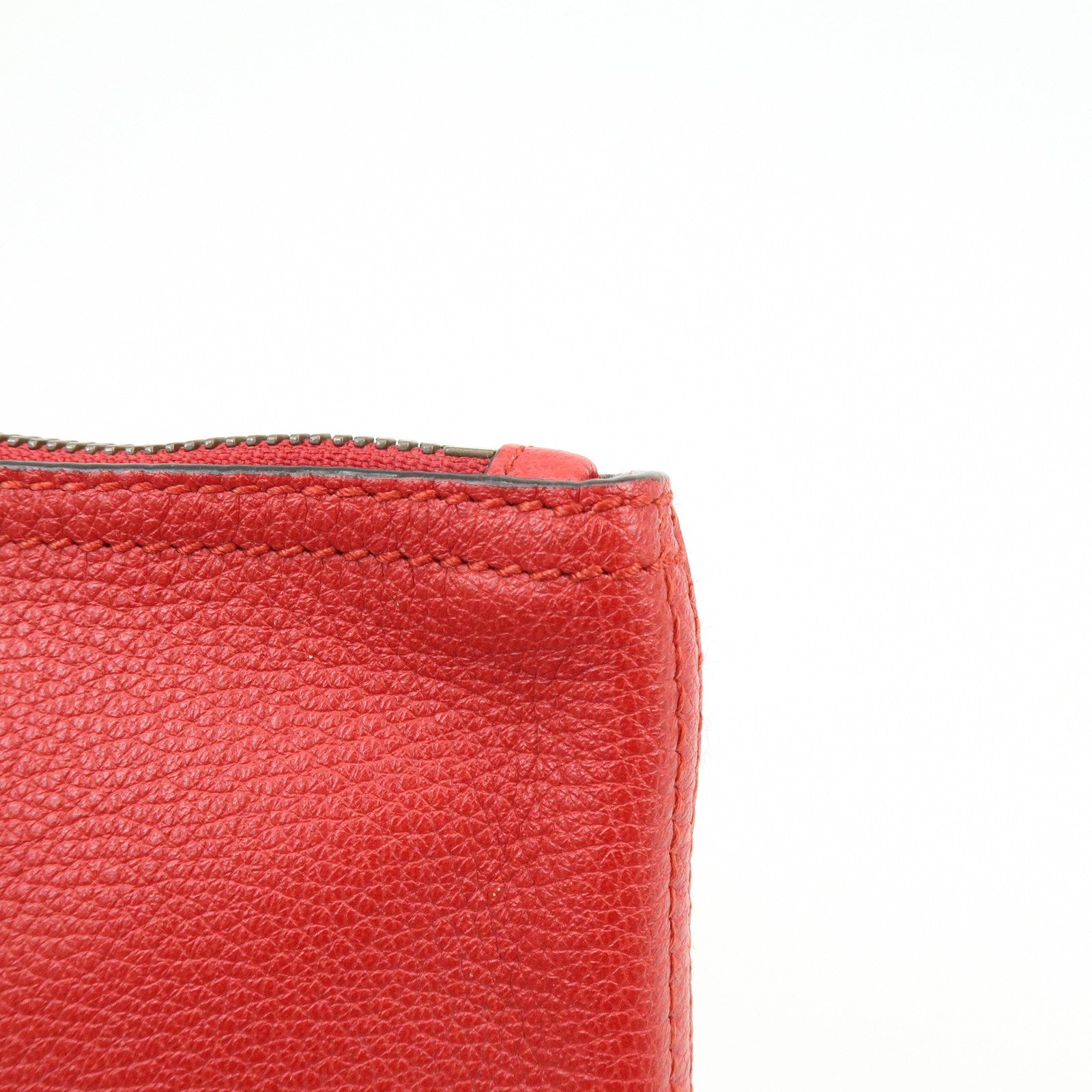 GUCCI Vintage Logo Medium Portfolio Leather Clutch Bag Red 500981