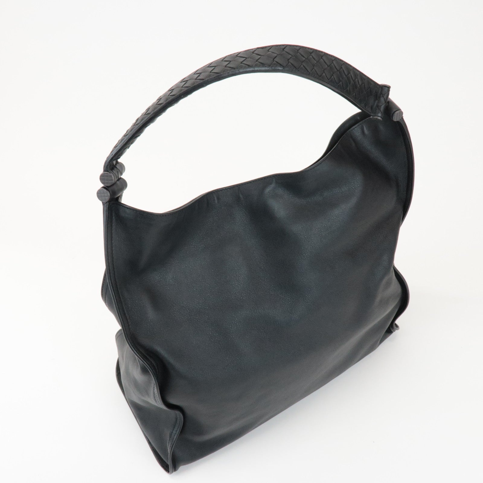 BOTTEGA VENETA Intrecciato Leather Shoulder Bag Black