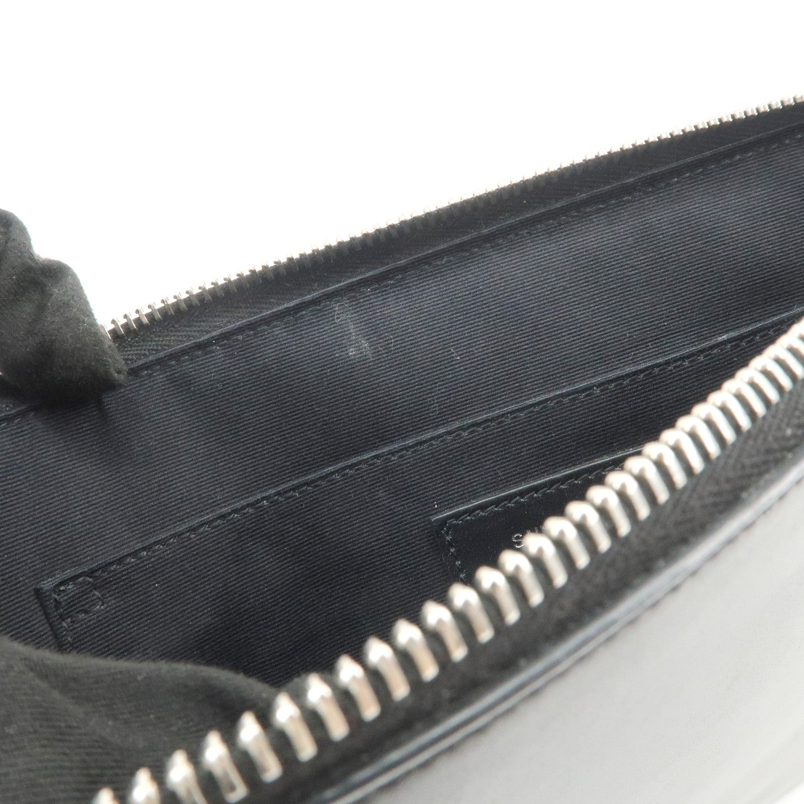 SAINT LAURENT Logo Leather Clutch Bag Black Silver HDW 607779