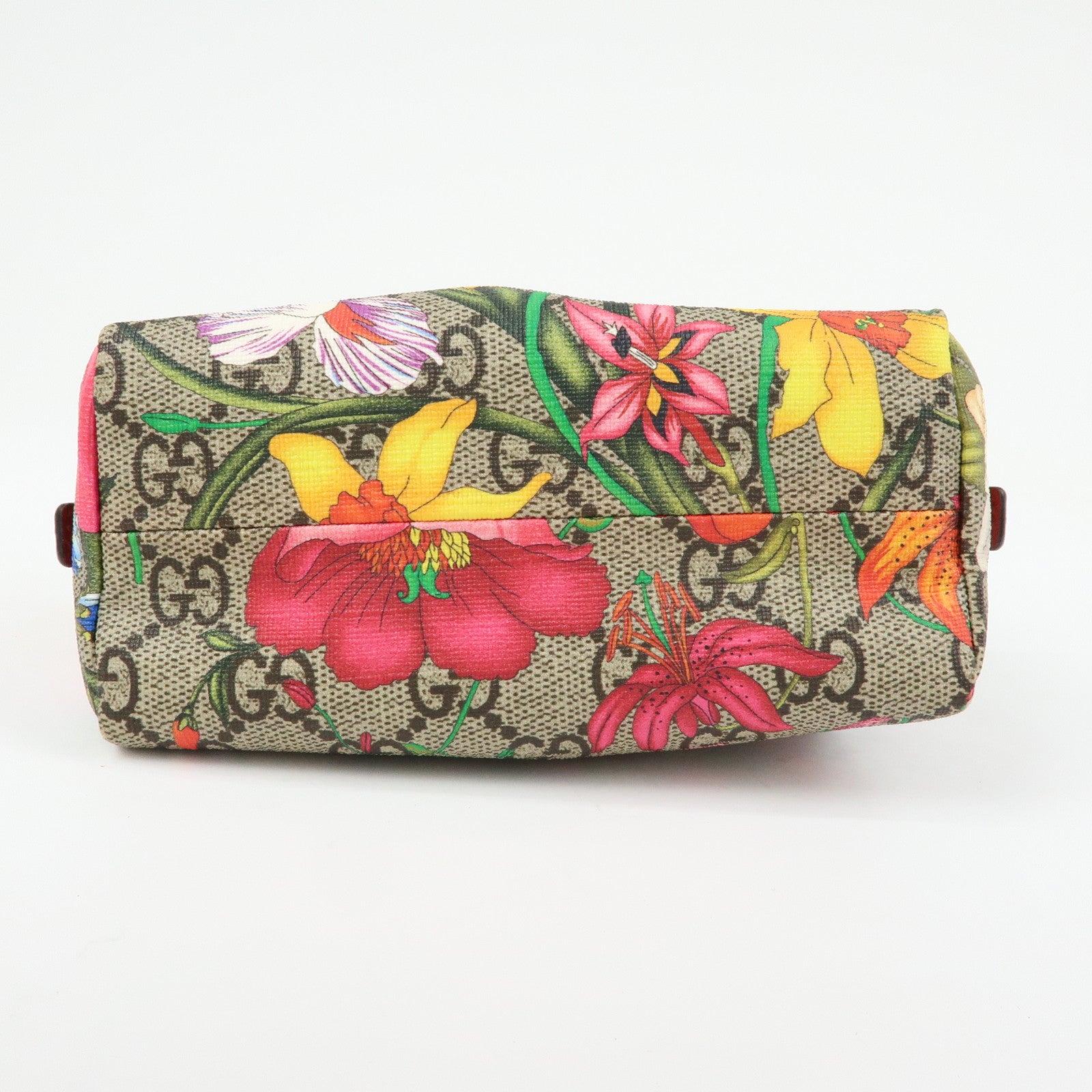 GUCCI GG Marmont Flora GG Supreme Cosmetic Pouch Beige Red 548394