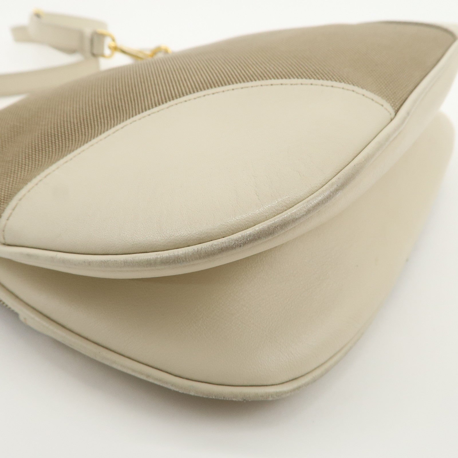 PRADA Logo Jacquard Shoulder Bag Crossbody Bag Beige Ivory BT867A