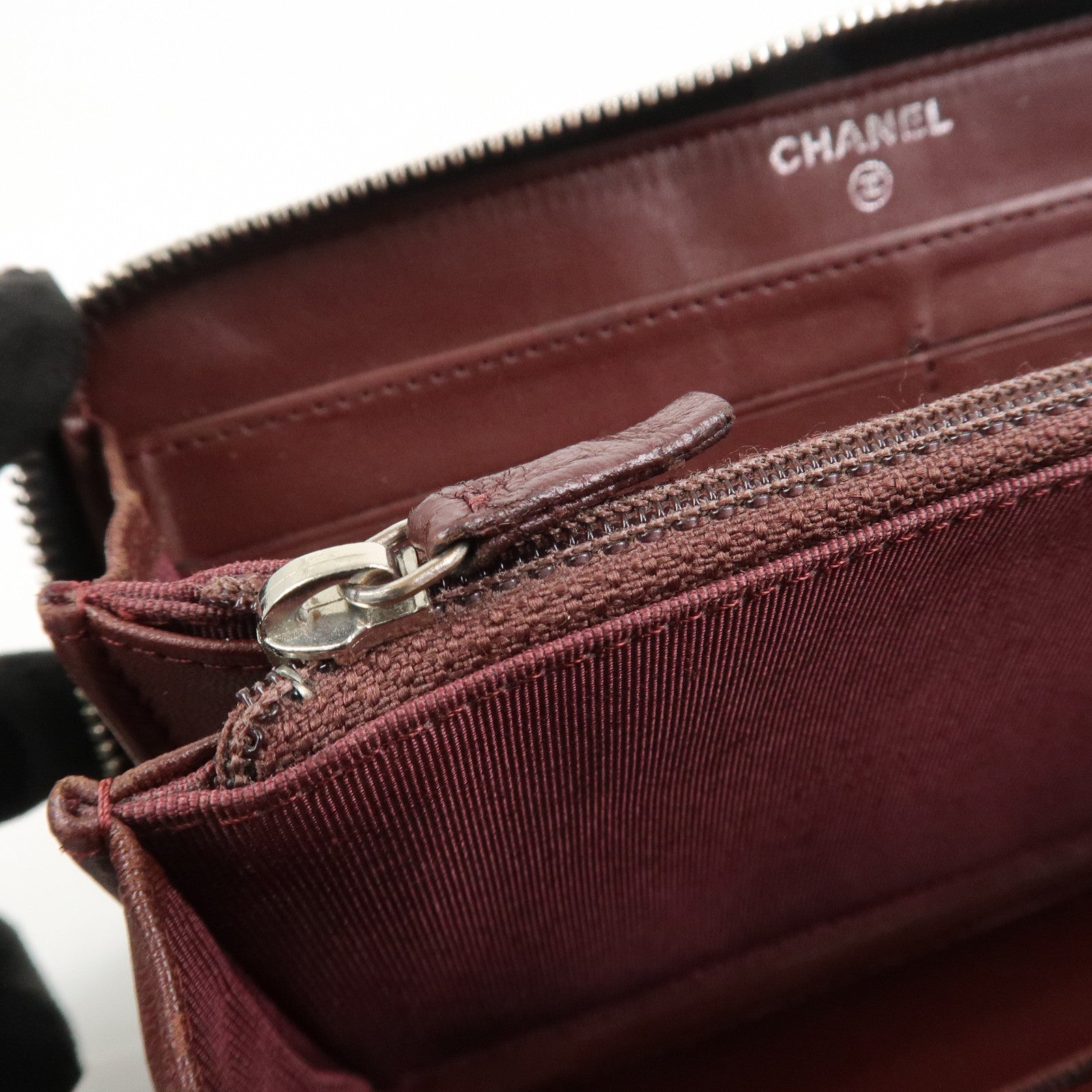 CHANEL Matelasse Lamb skin Leather Round Zippy Wallet Black Silver