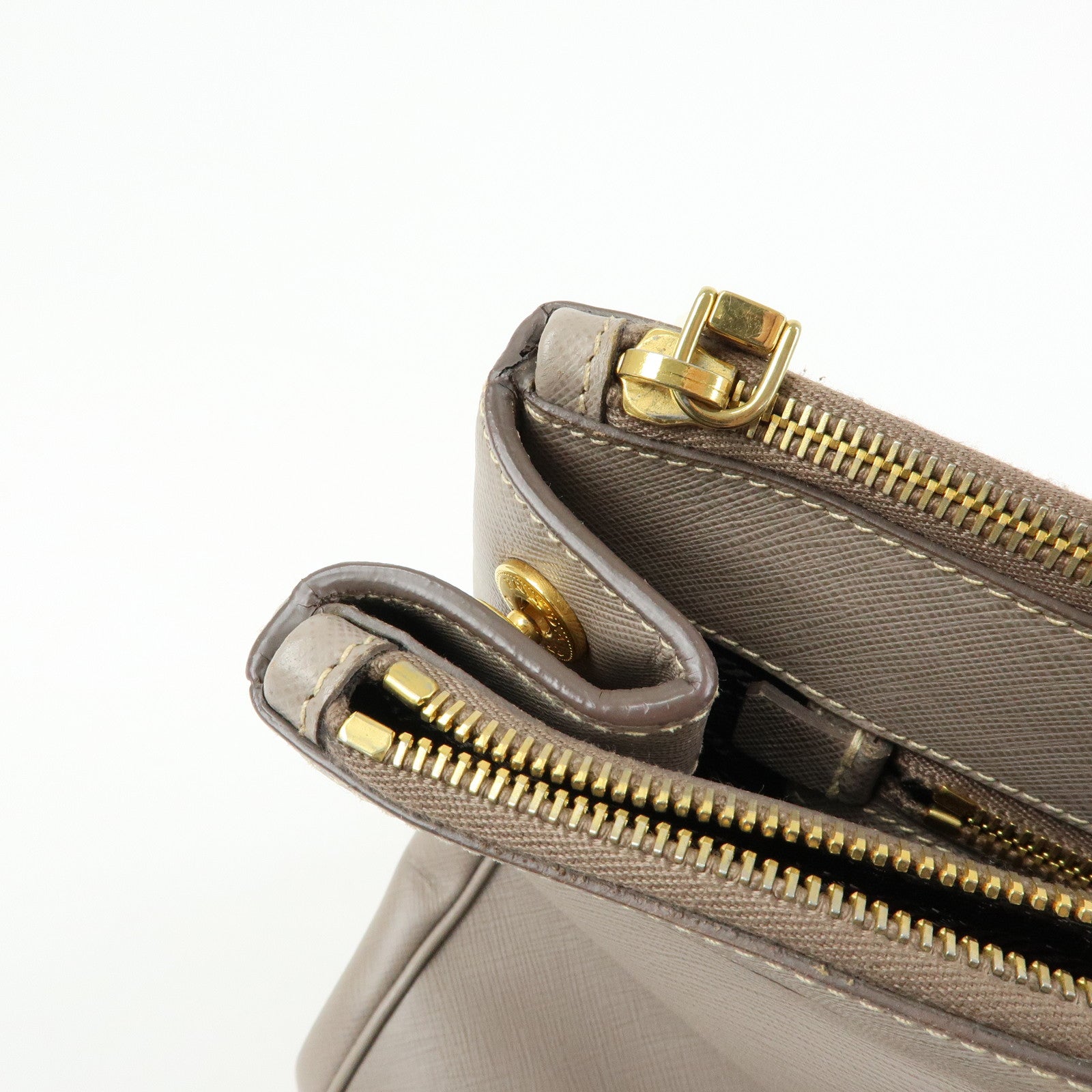 PRADA Triangle Logo Galleria Saffiano Leather Tote Hand Bag Gray