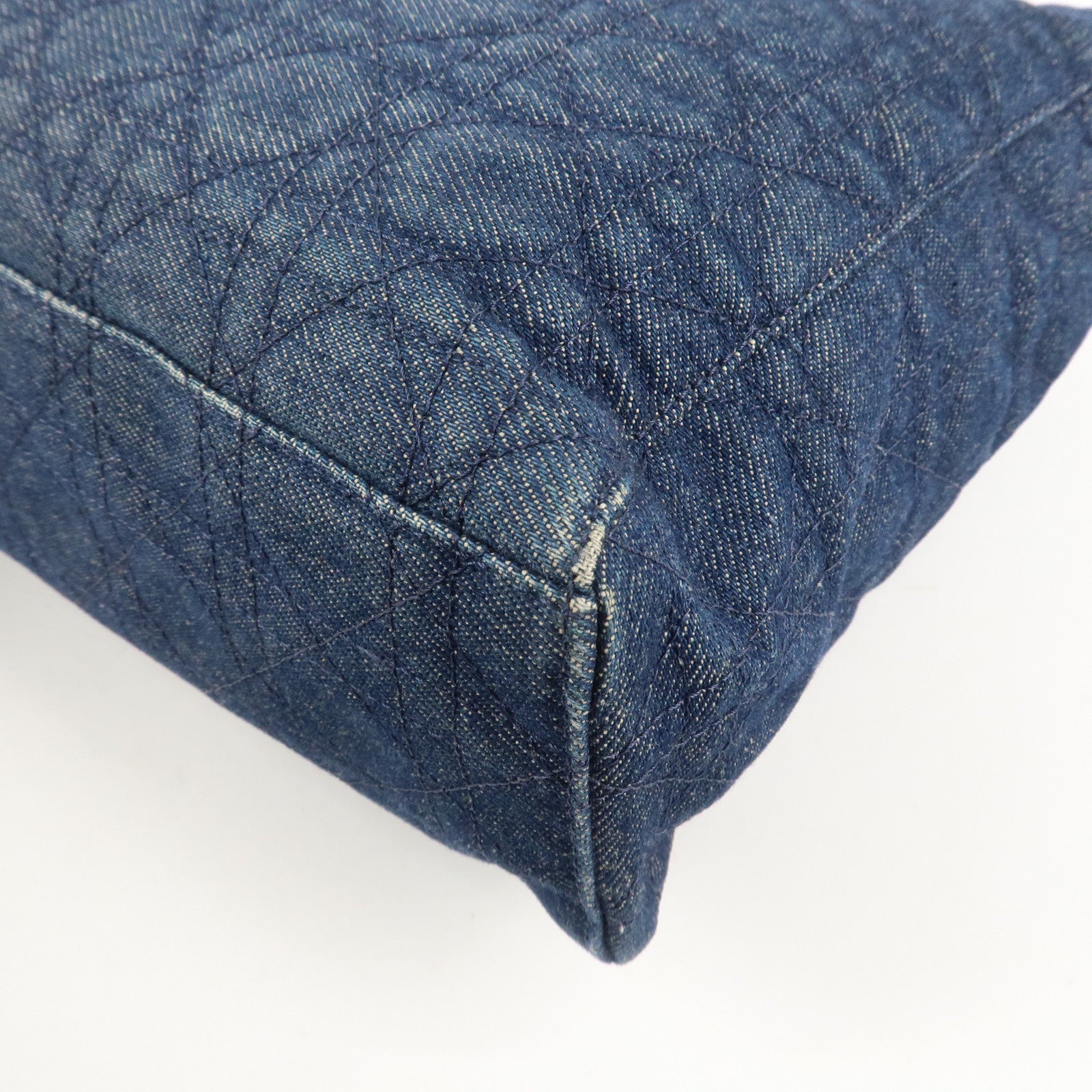 Christian Dior Cannage 2way Denim Tote Bag Navy Used