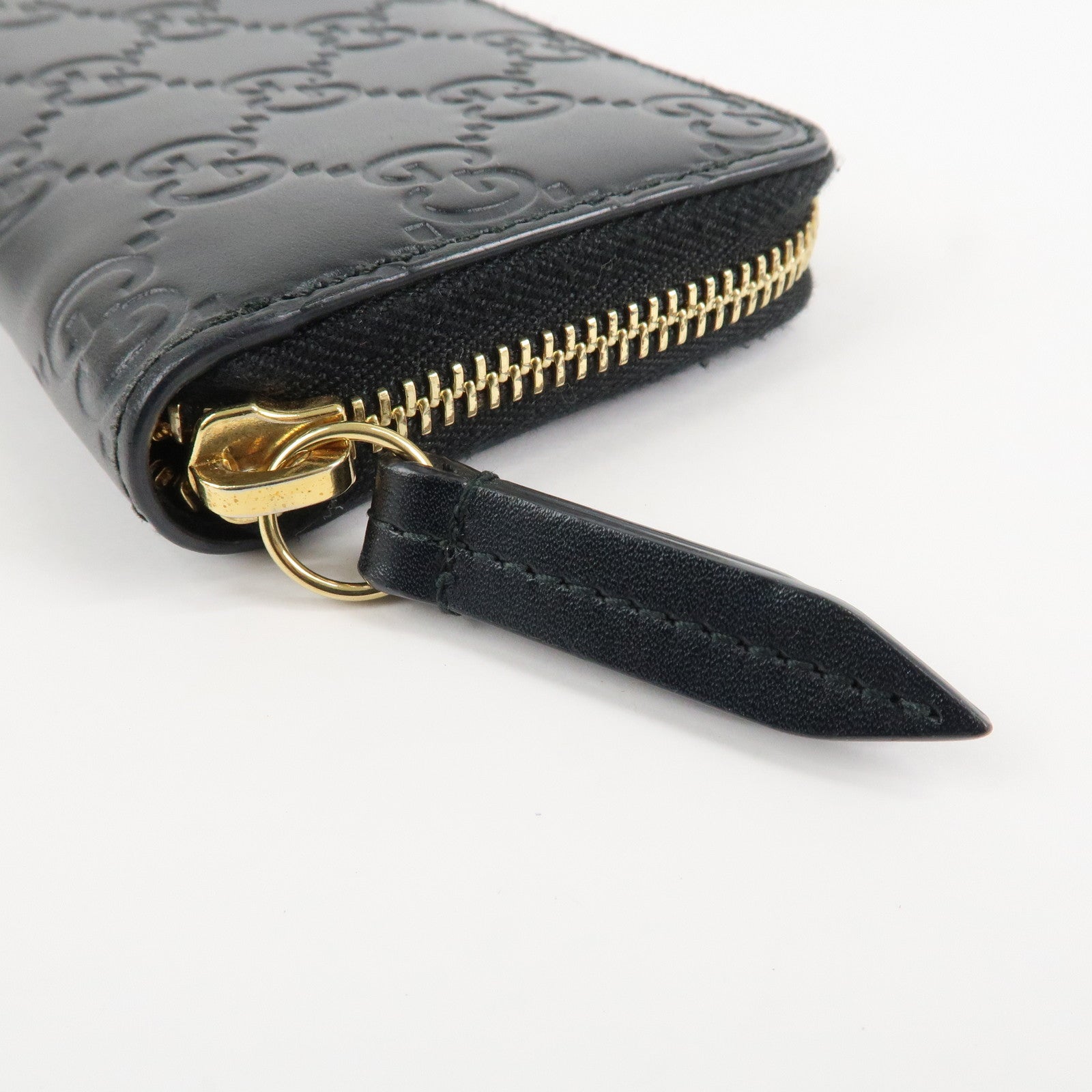 GUCCI Guccissima Leather Card Case Card Holder Black 447939 Used