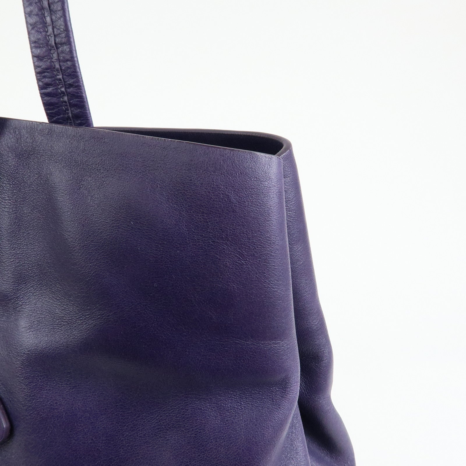 MIU MIU Soft Leather Shopping Tote Bag Shoulder Bag Purple RR1820