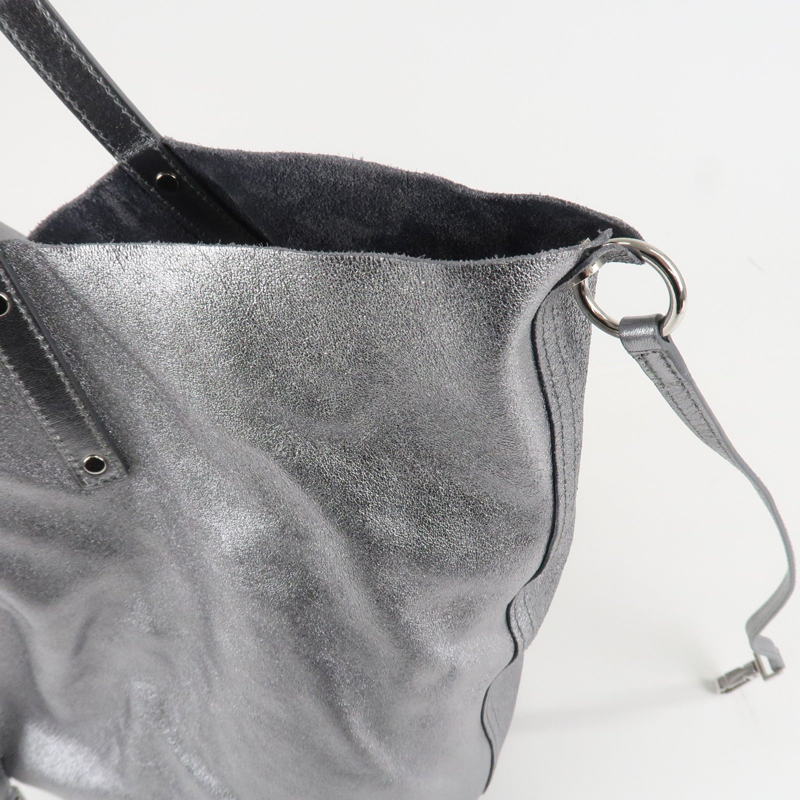 Tiffany&Co. Leather Reversible Tote Bag Sliver Used
