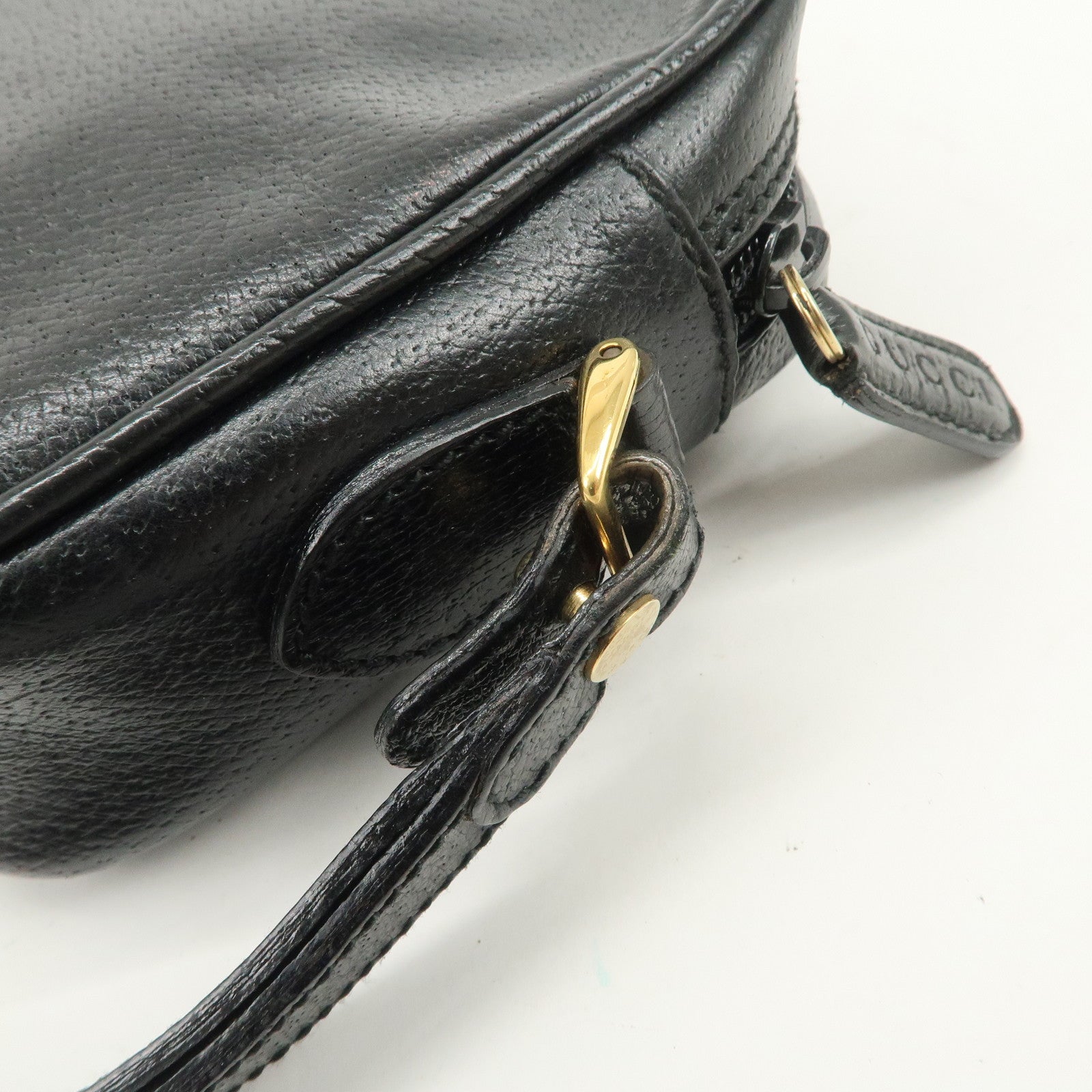 GUCCI Diamante Leather Clutch Bag Wristlet Bag Black 018・1095・3701