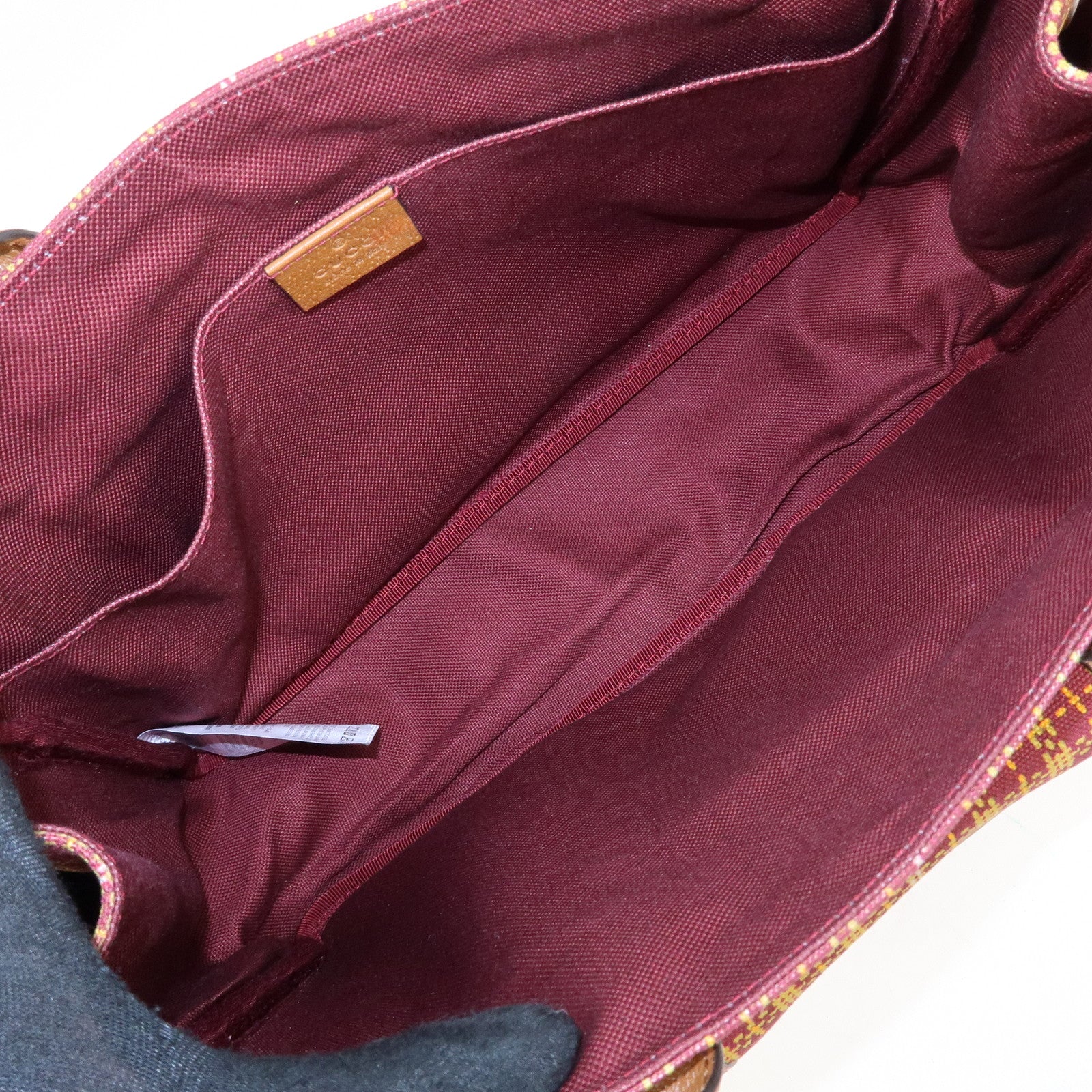 GUCCI Children’s Canvas Leather Tote Bag Bordeaux Brown 628150