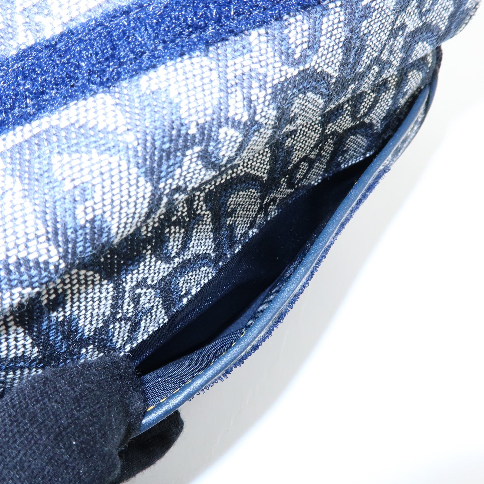 Christian Dior Trotter Jacquard Canvas Pouch Cosmetic Case Navy