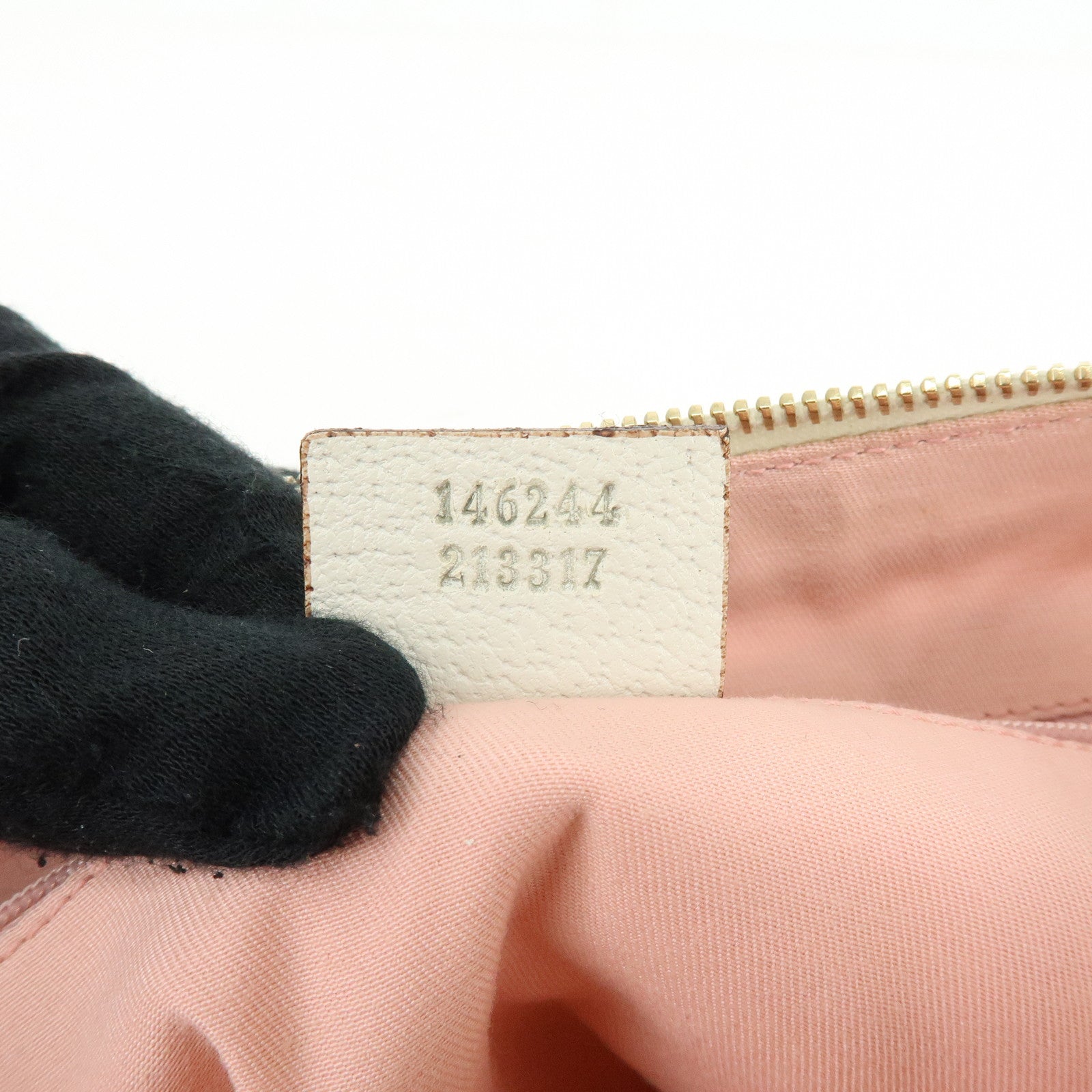 GUCCI GG Canvas Leather Shoulder Bag Hand Bag Pink White 146244