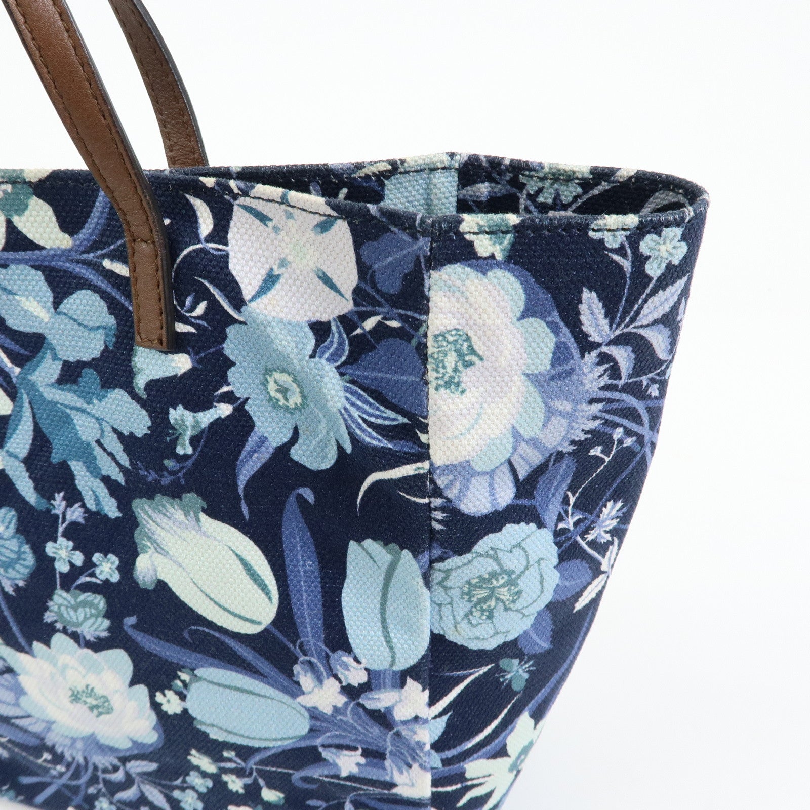 GUCCI Children's Canvas Leather Tote Bag Hand Bag Flower 284721