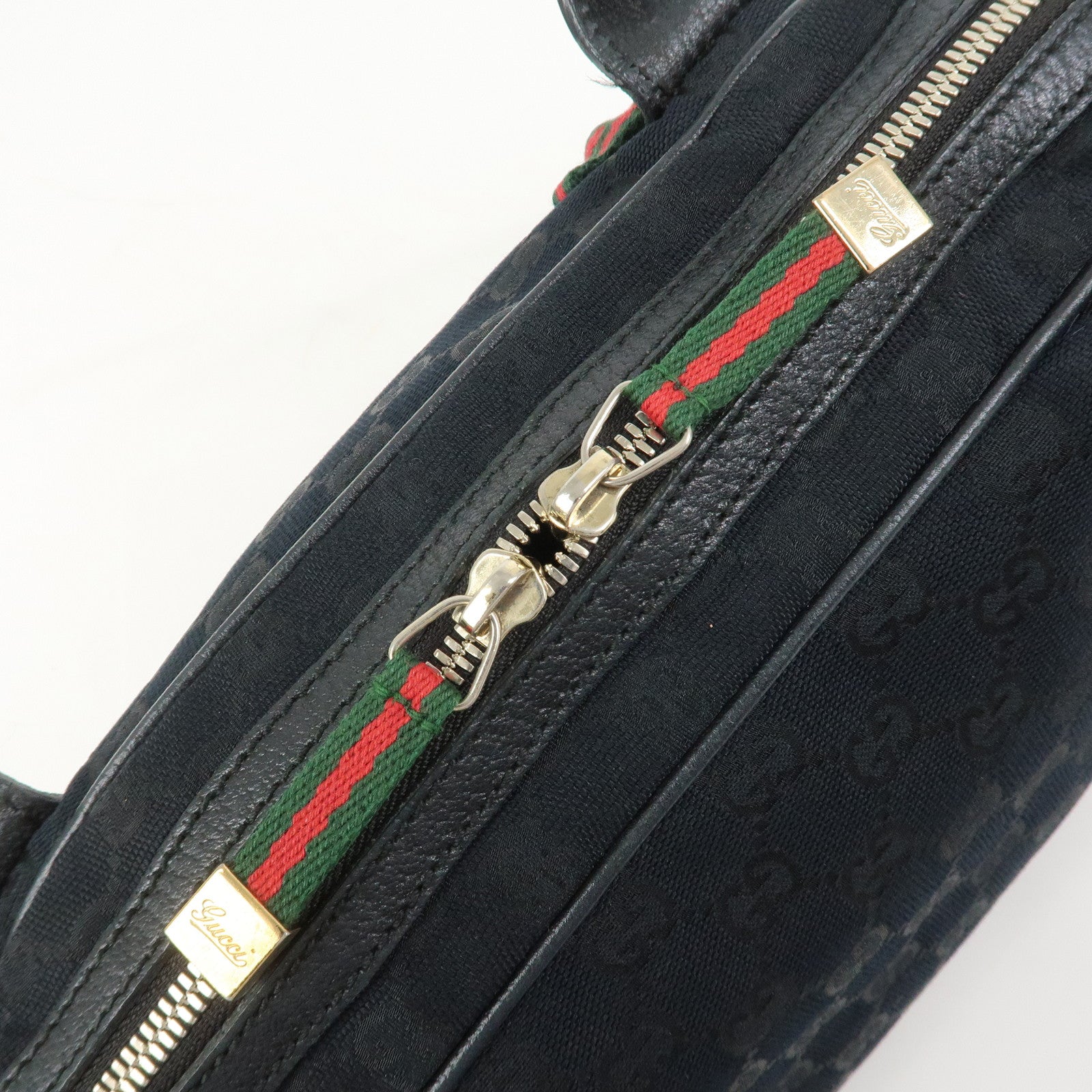 GUCCI Princy Sherry GG Canvas Leather Boston Bag Black 161720