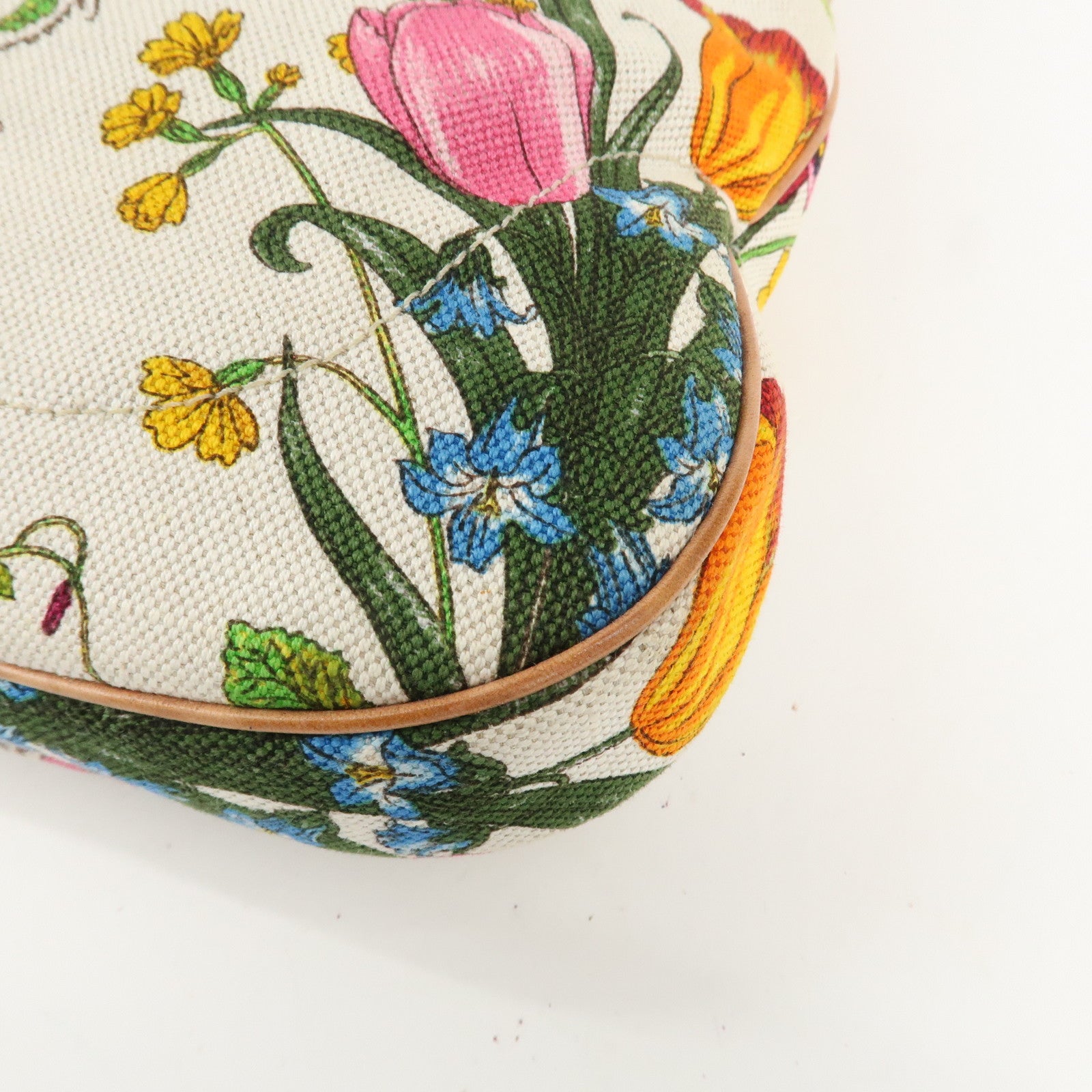 GUCCI New Jackie Flora Canvas Leather Shoulder Bag Multicolor Used