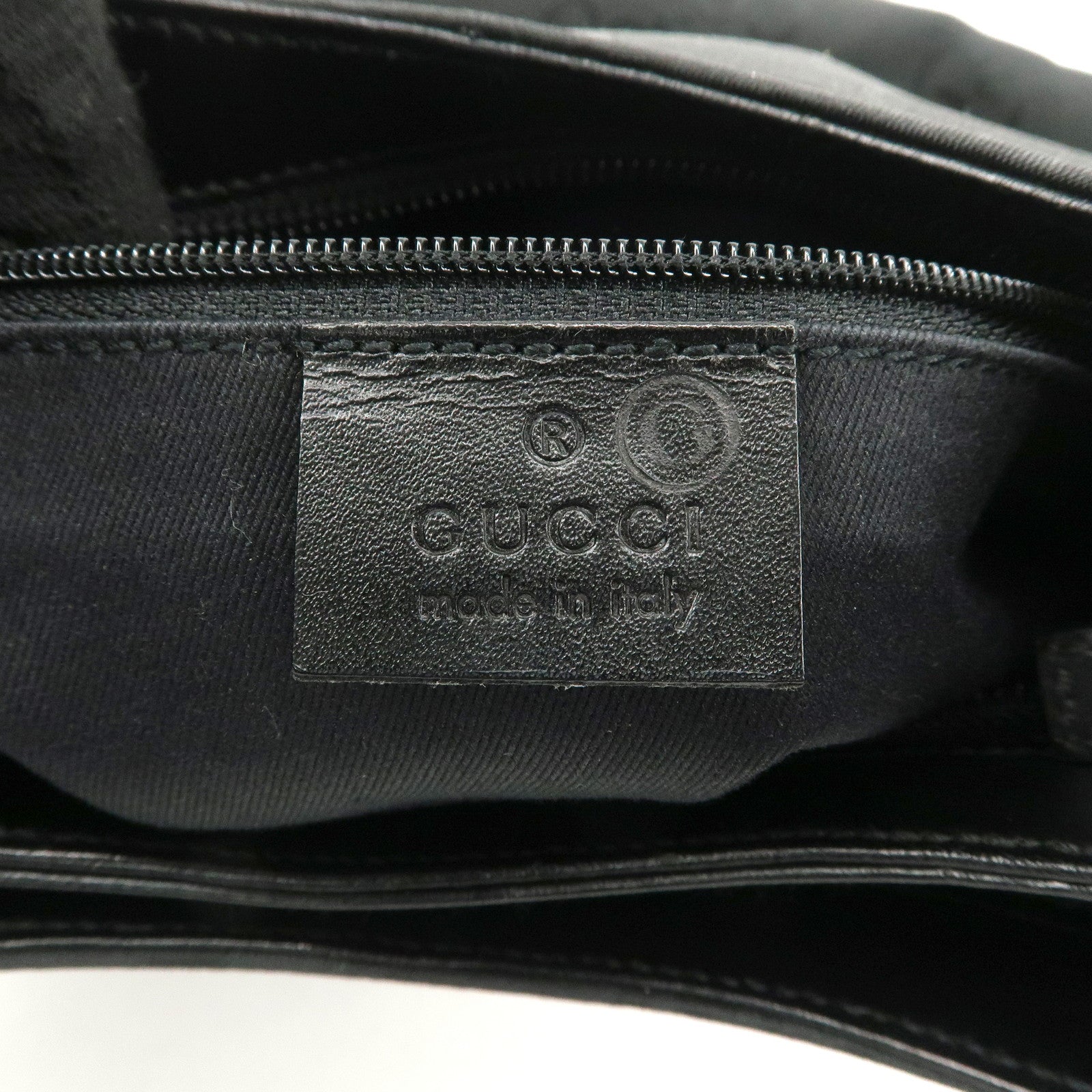 GUCCI GG Nylon Leather Shoulder Bag Hand Bag Silver HDW Black 31769 Used