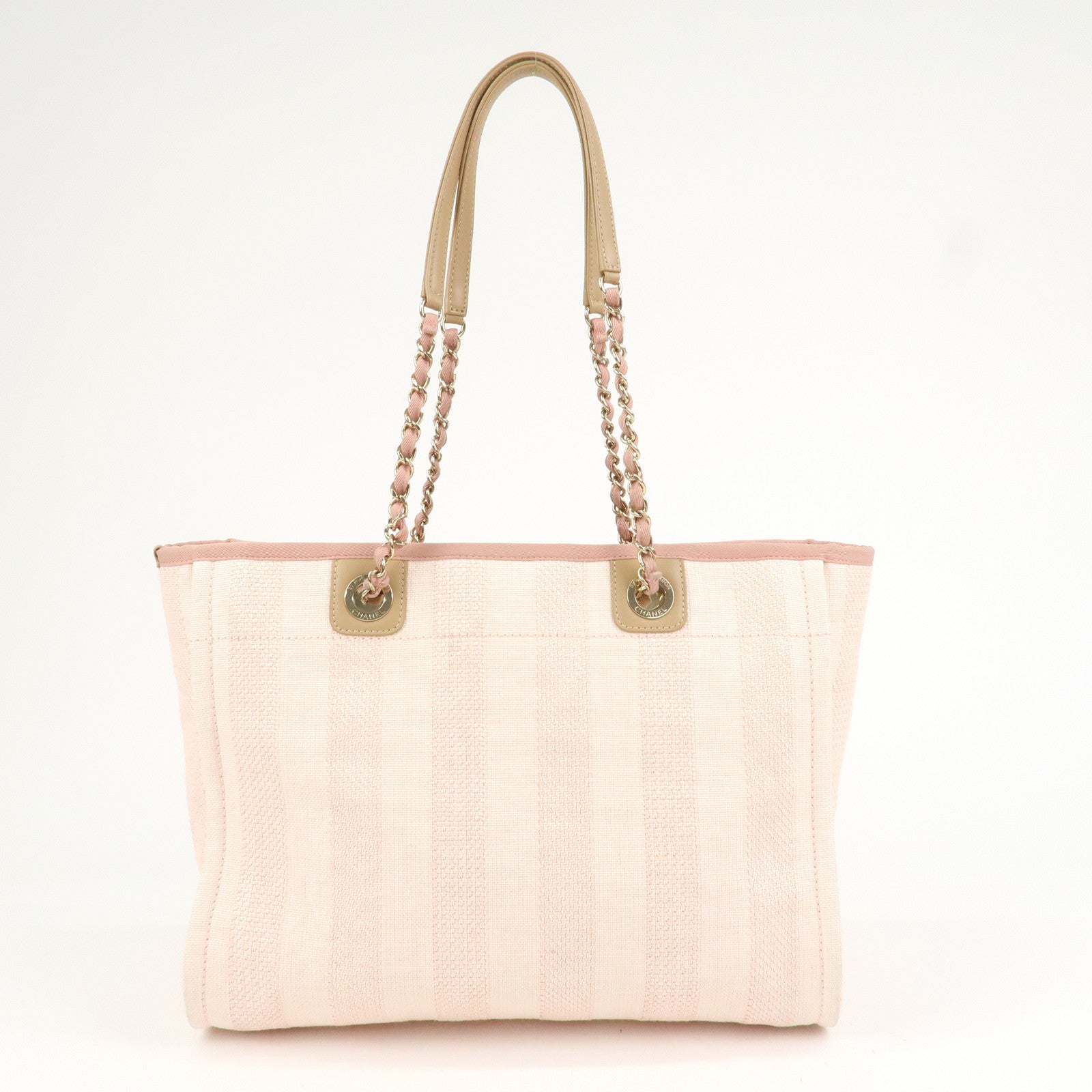 CHANEL Deauville MM Tweed Leather Tote Bag Shoulder Bag A67001