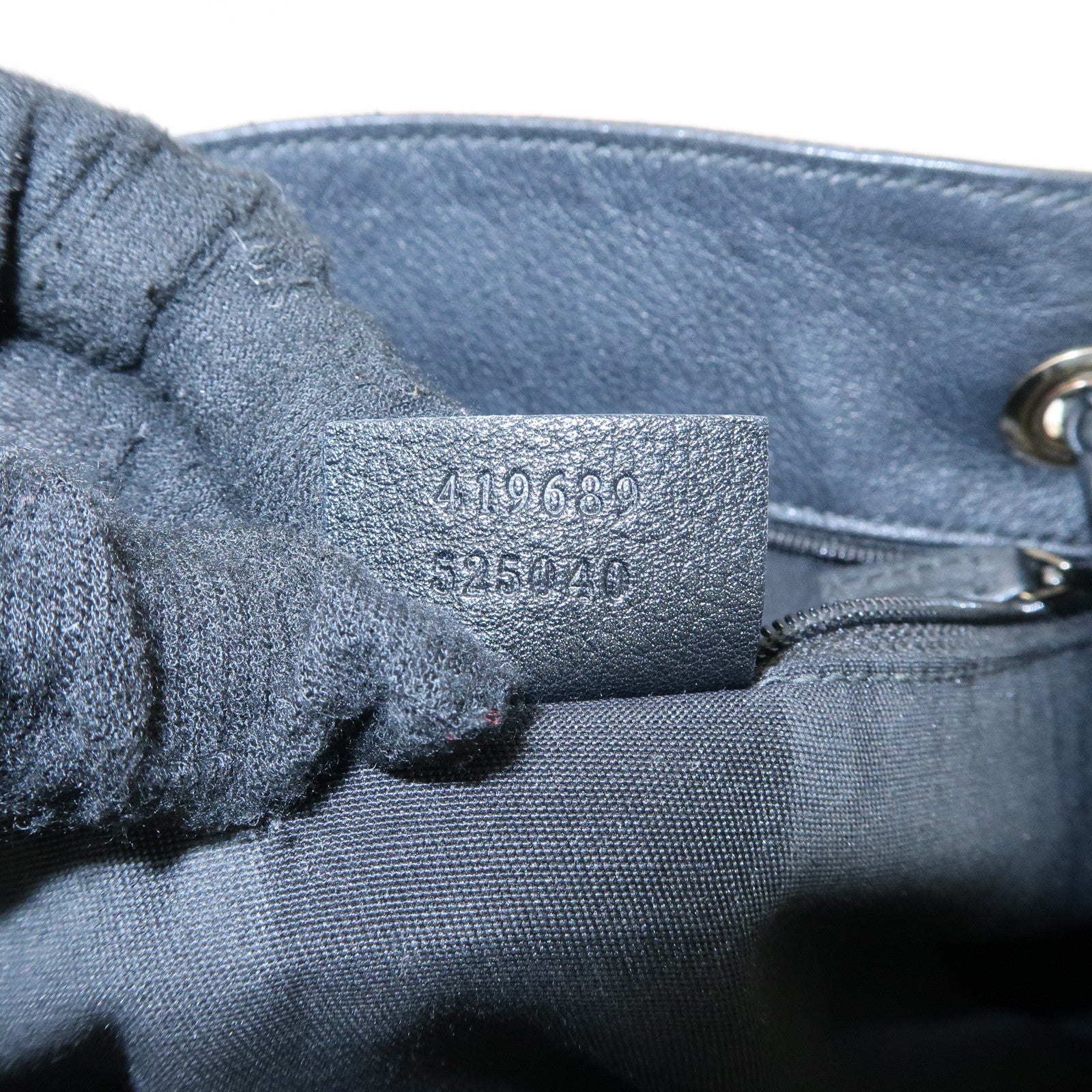 GUCCI Leather Tote Bag Shoulder Bag Black 419689 Used