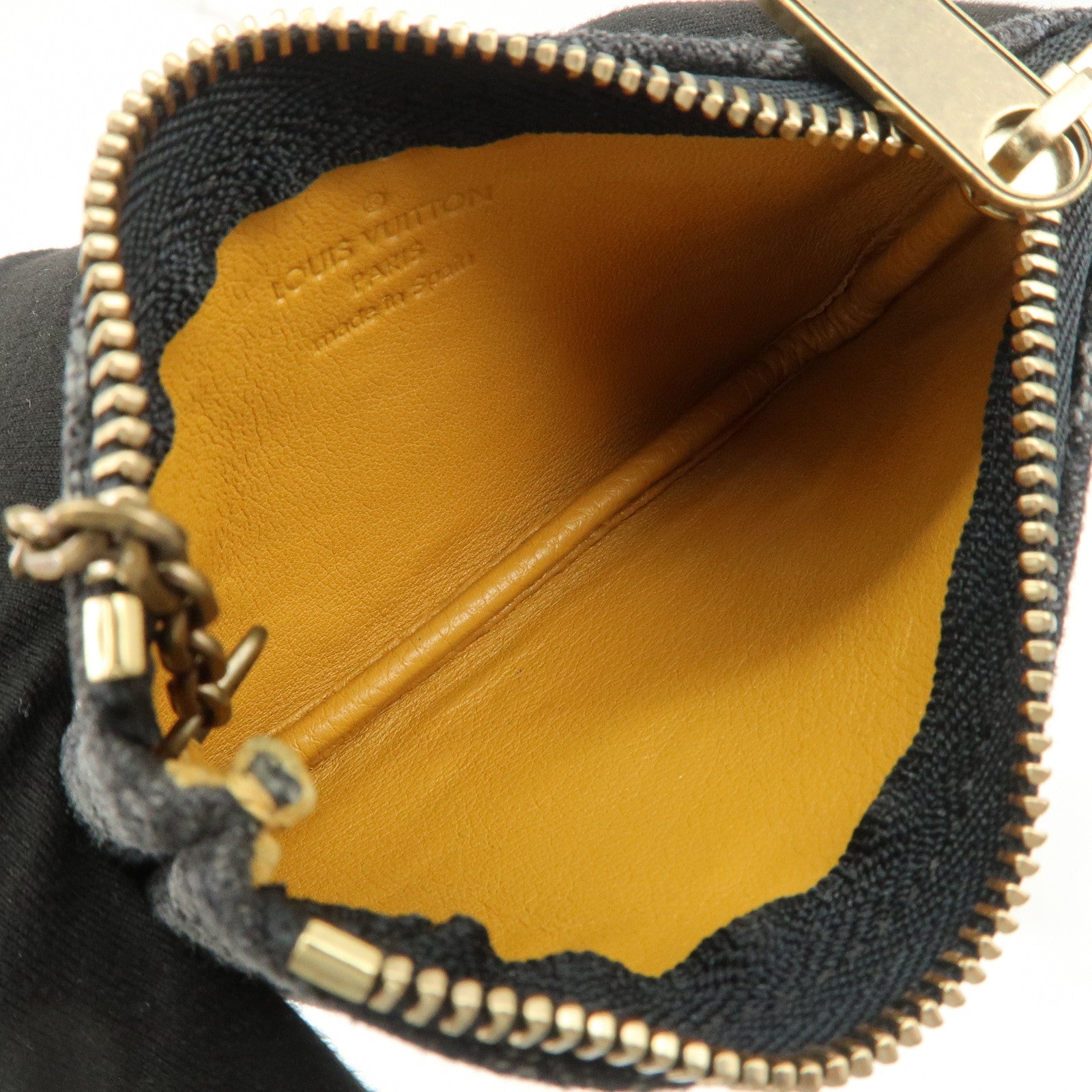 Louis Vuitton Monogram Denim Pochette Cles Coin Case Black M95616