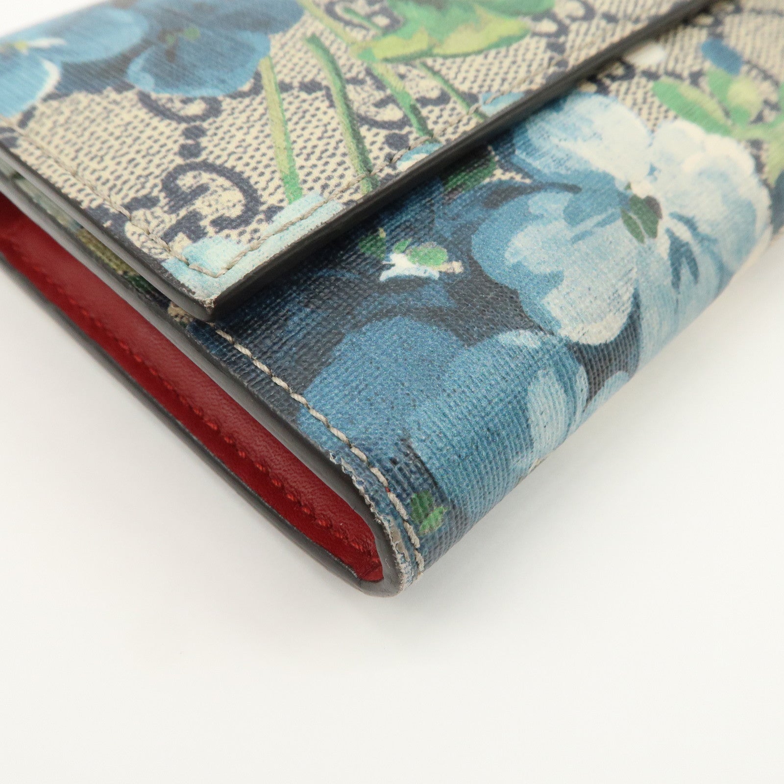 GUCCI GG Blooms GG Supreme Continental Wallet Beige Blue 404070