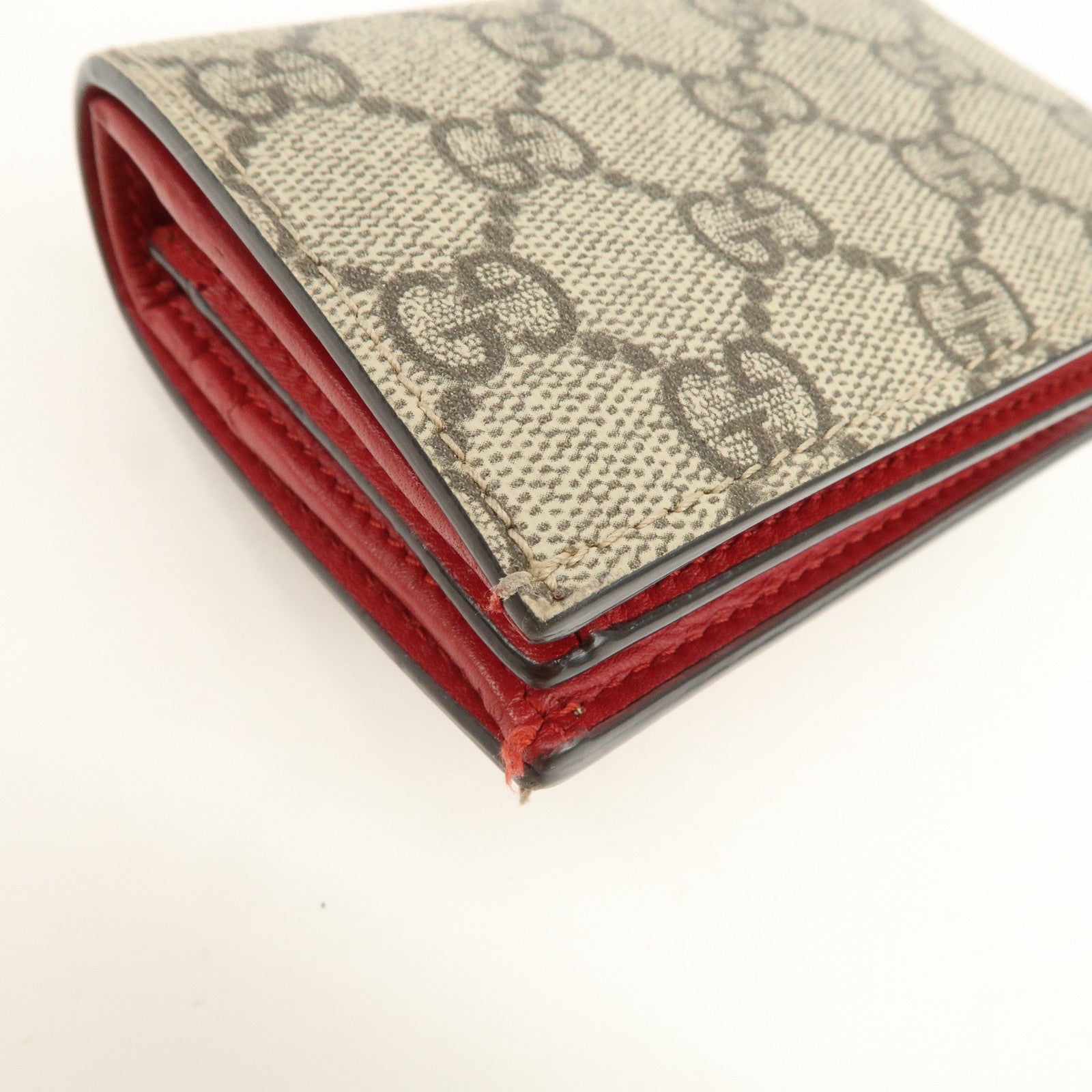 GUCCI Interlocking G Cherry GG Supreme Compact Wallet Beige 476050