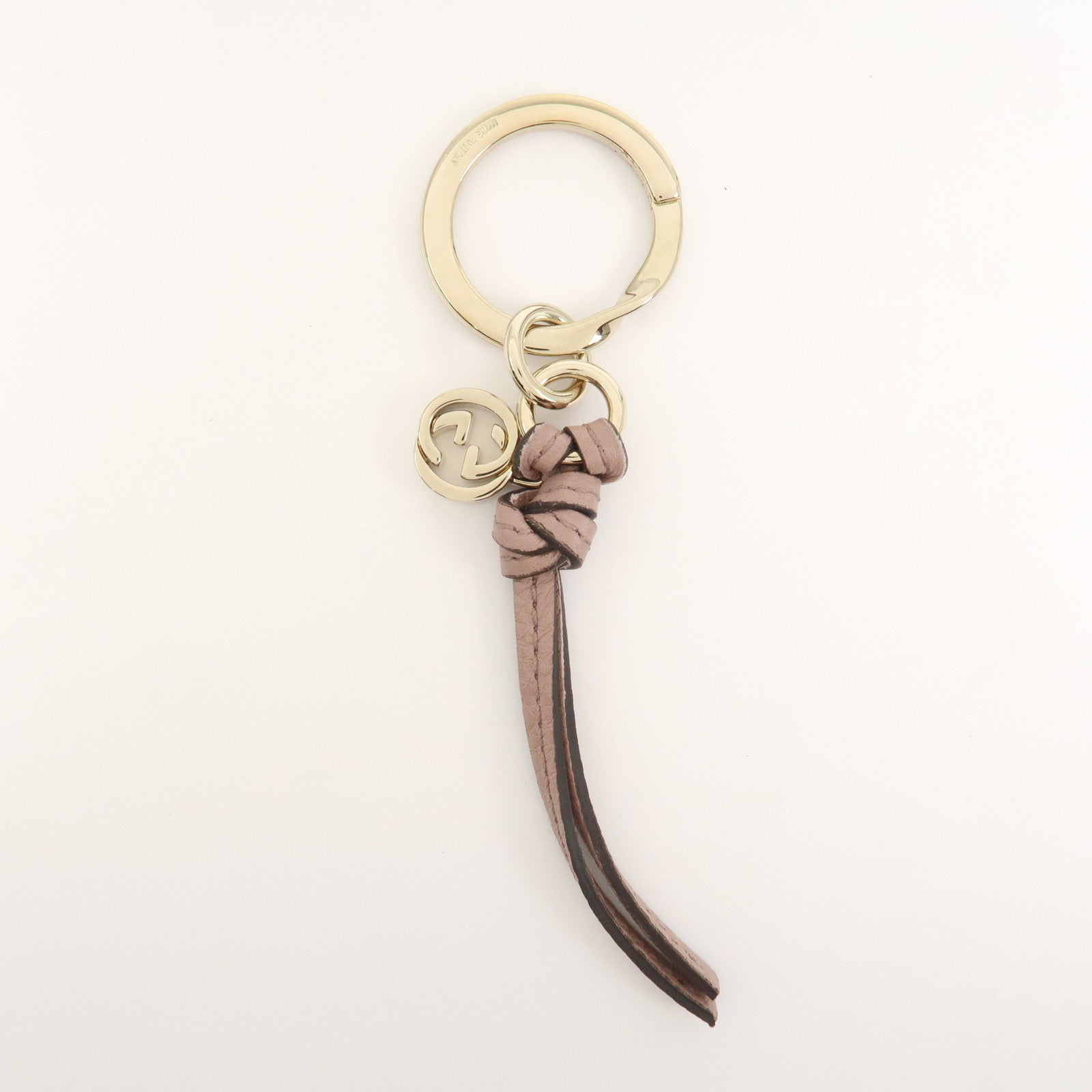 GUCCI Interlocking G Leather Bag Charm Key Chain Pink 324403