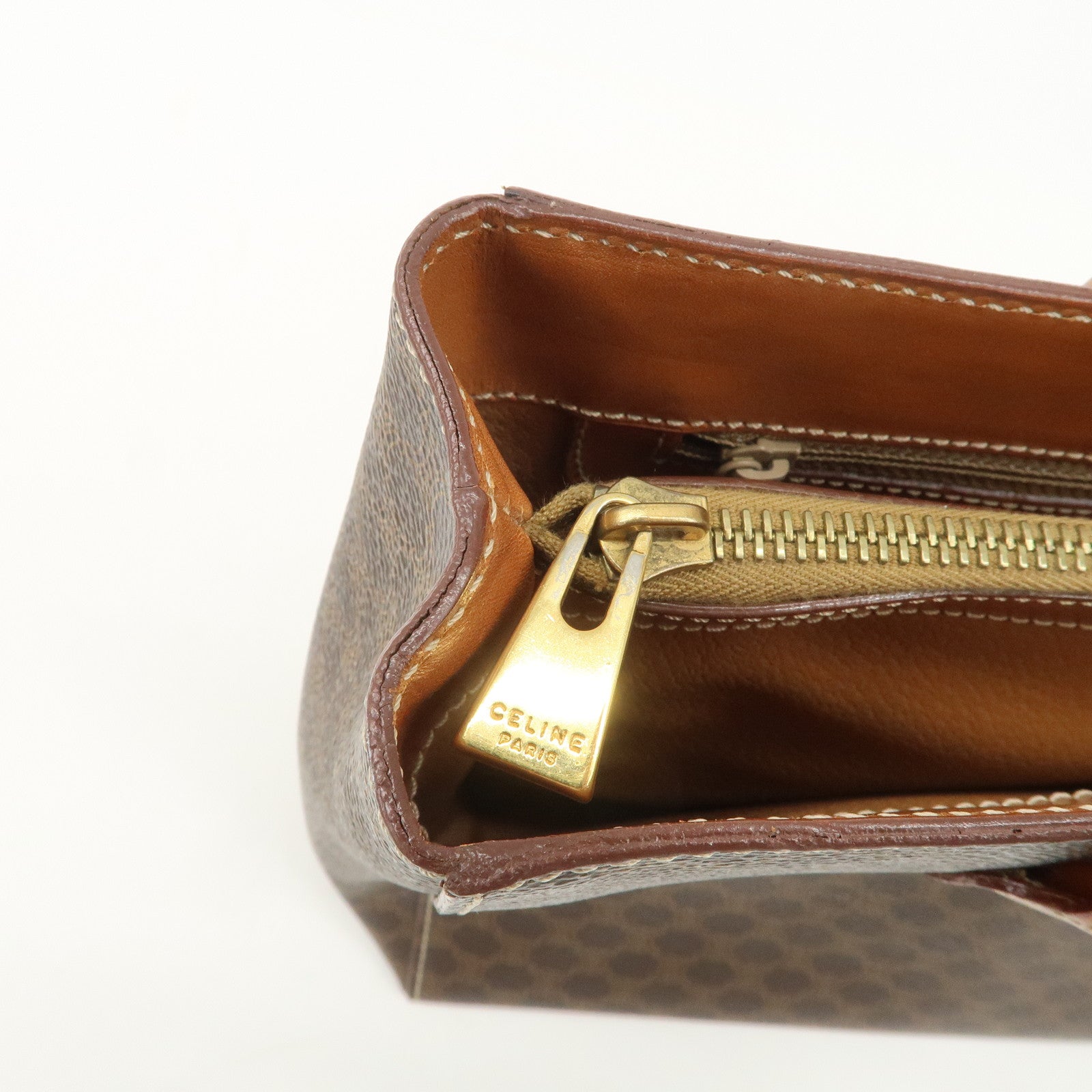 CELINE Macadam PVC Leather Tote Bag Hand Bag Brown