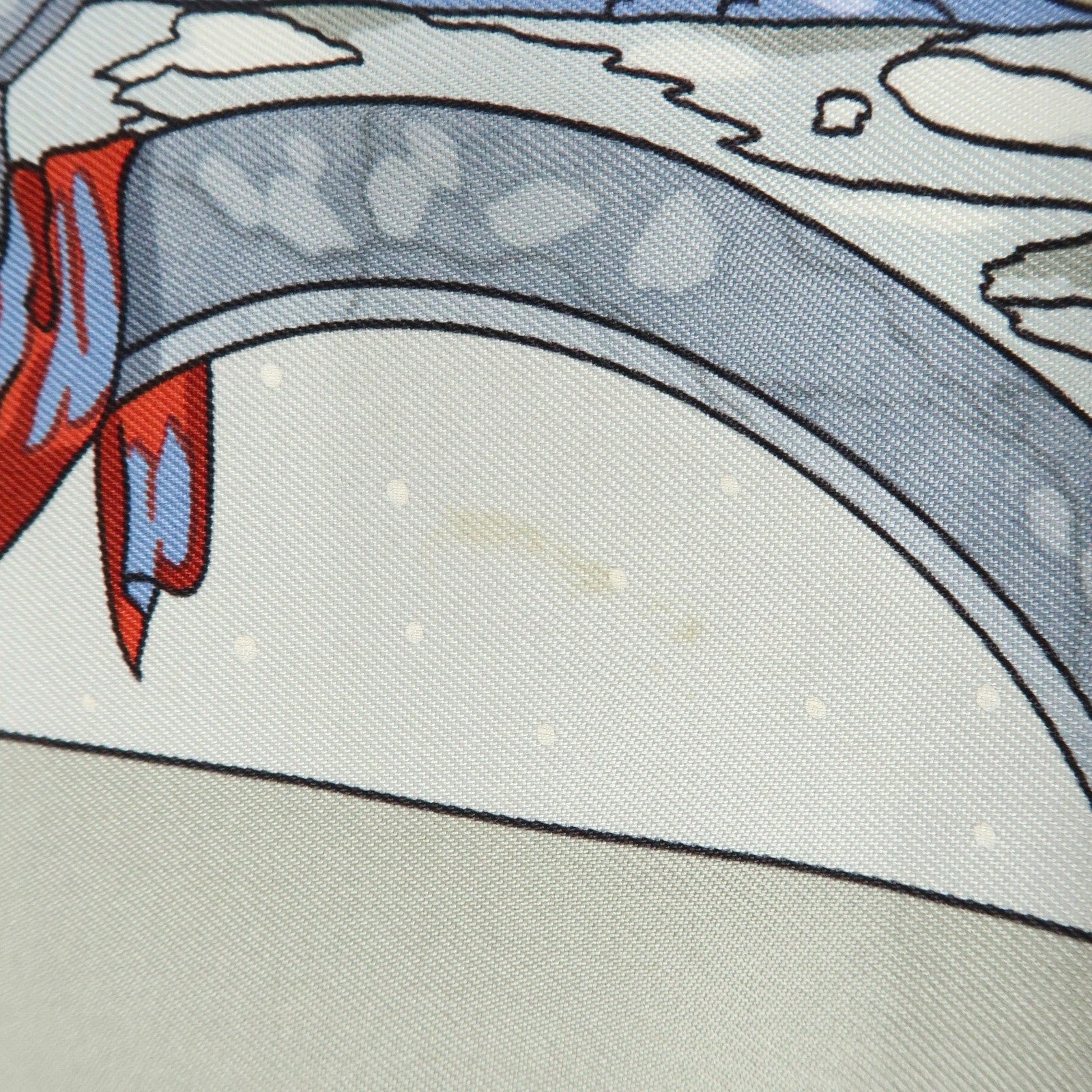 HERMES Carre 90 Silk 100% Scarf CAVALIERS DES NUAGES Gray Blue