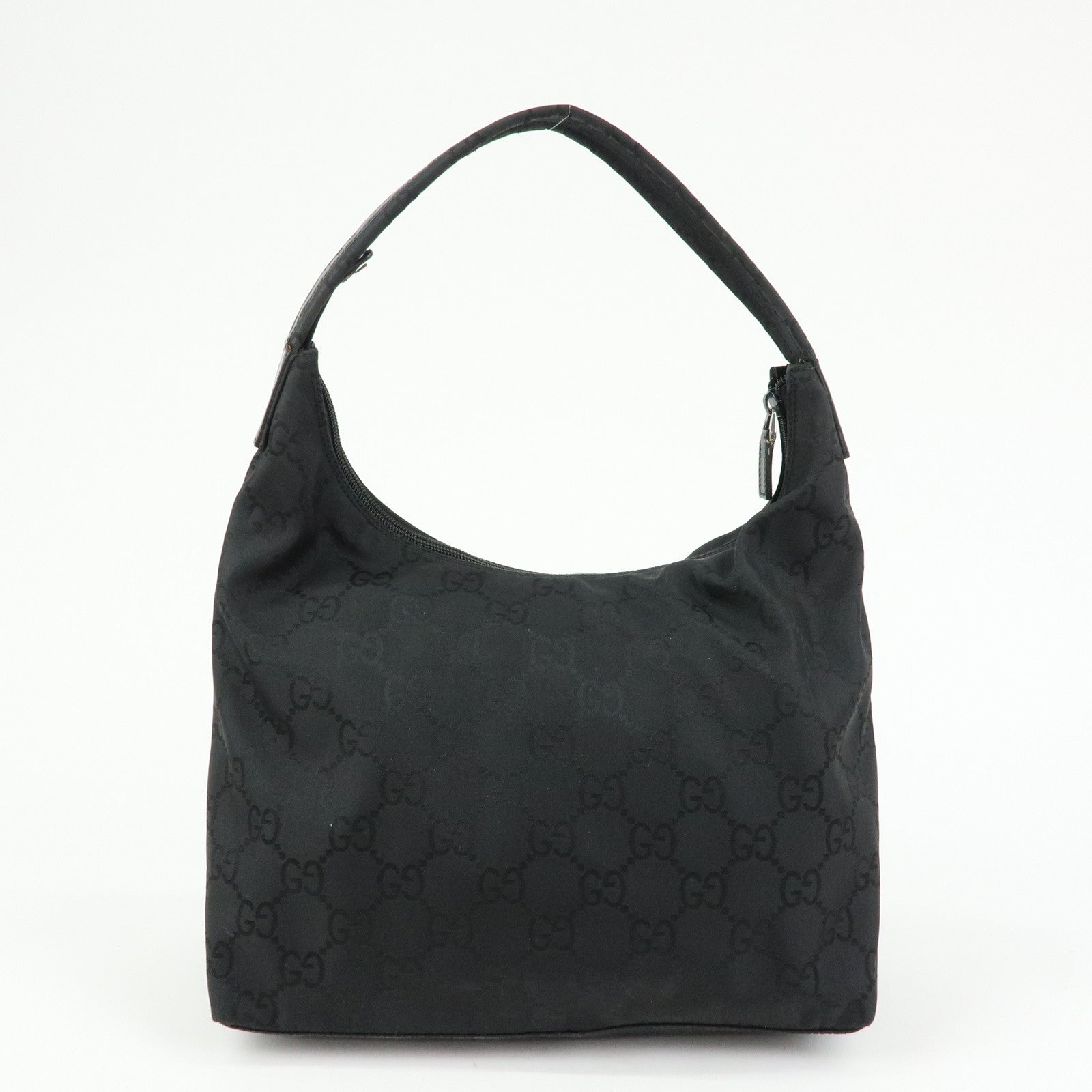 GUCCI Front Pocket GG Nylon Leather Shoulder Bag Black 001・3380