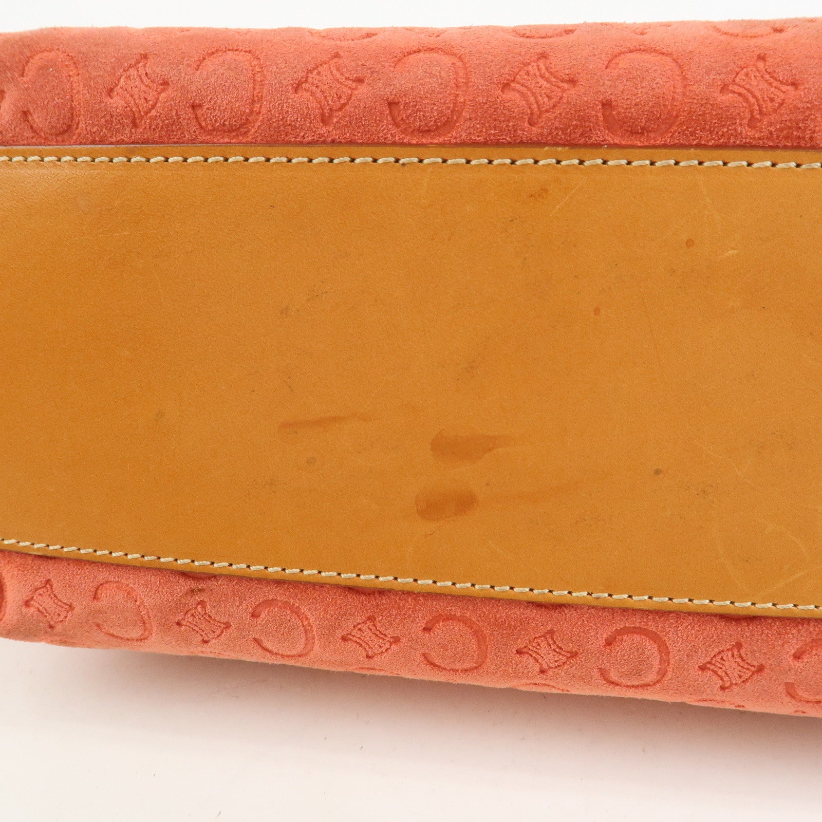 CELINE C Macadam Suede Shoulder Bag Hand Bag Red