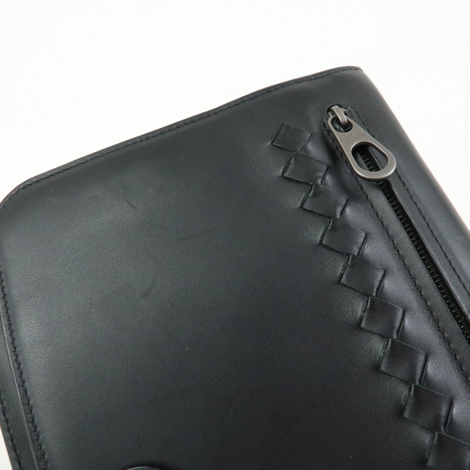 BOTTEGA VENETA Intrecciato Leather Clutch Bag Black 129528