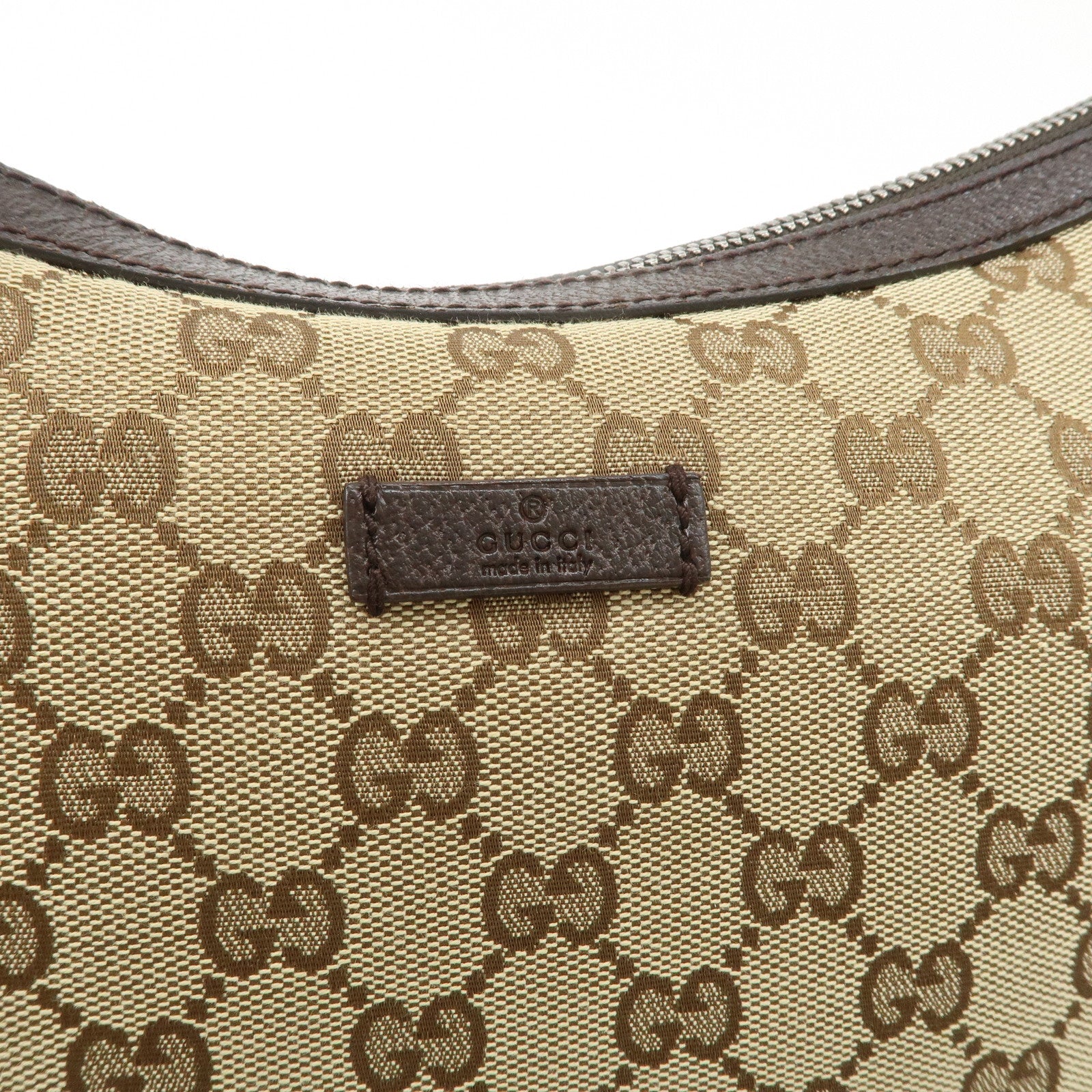 GUCCI GG Canvas Leather Shoulder Bag Beige Brown 122790