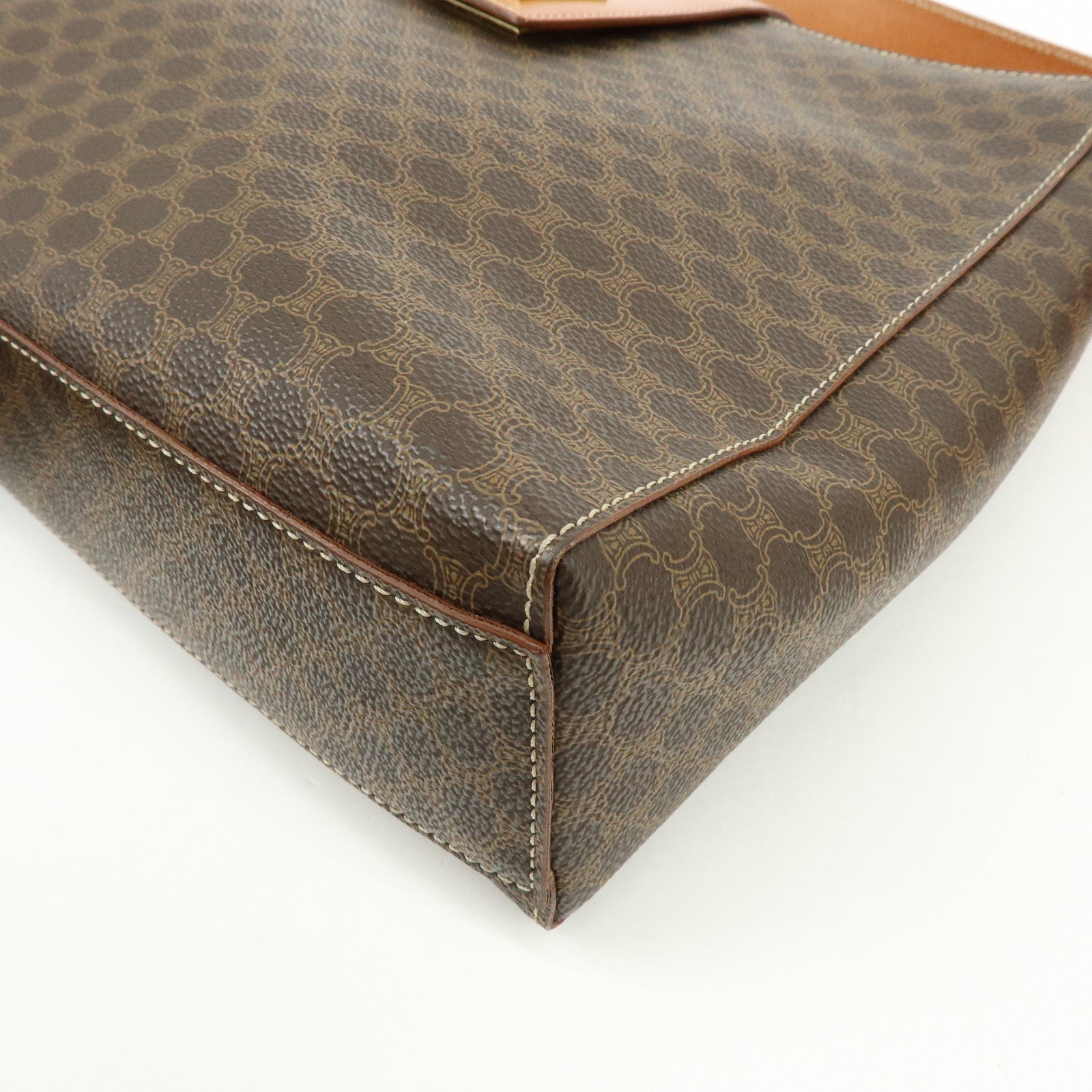 CELINE Macadam PVC Leather Shoulder Bag Brown