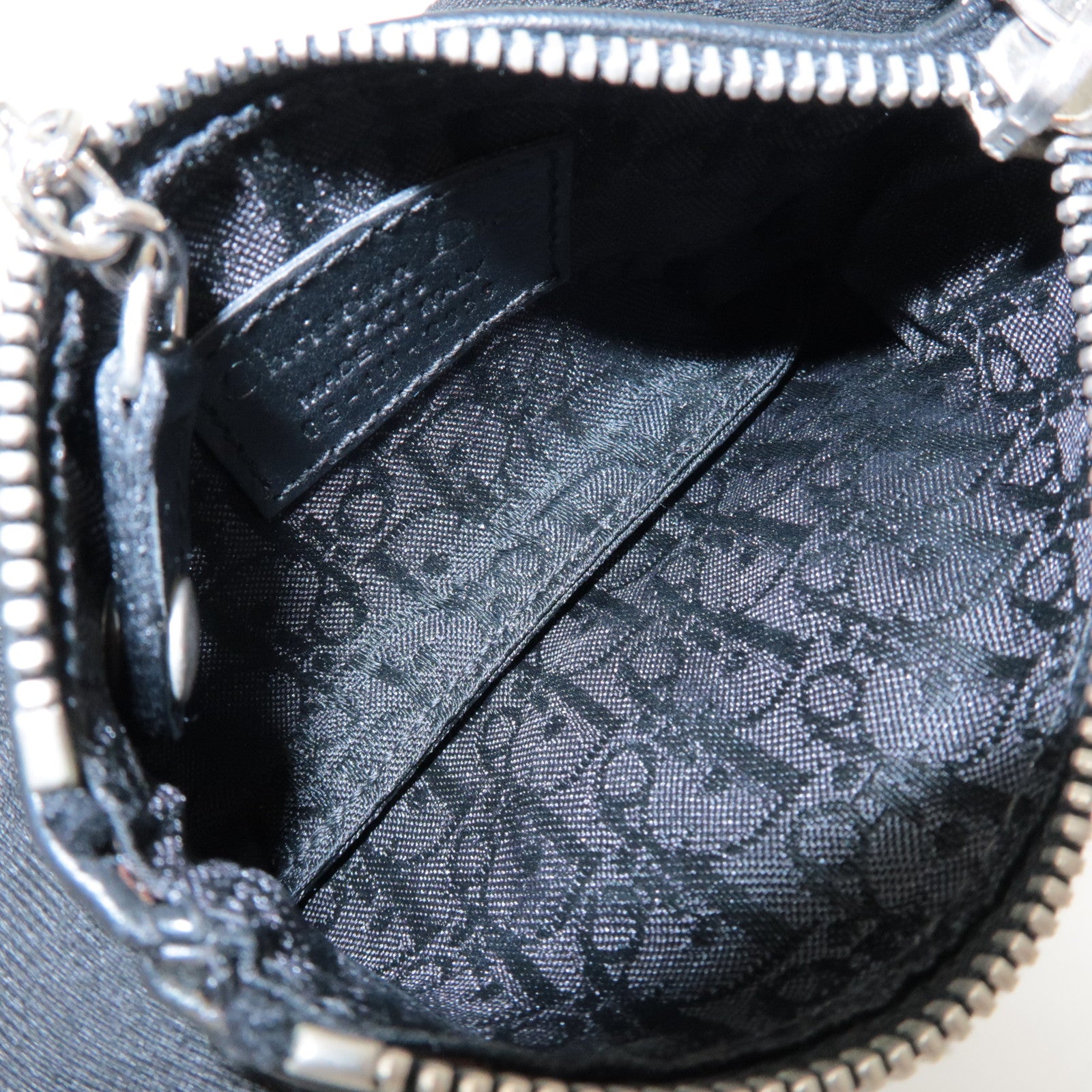 Christian Dior CD Logo Leather Coin Case Key Case Silver HDW Black Used