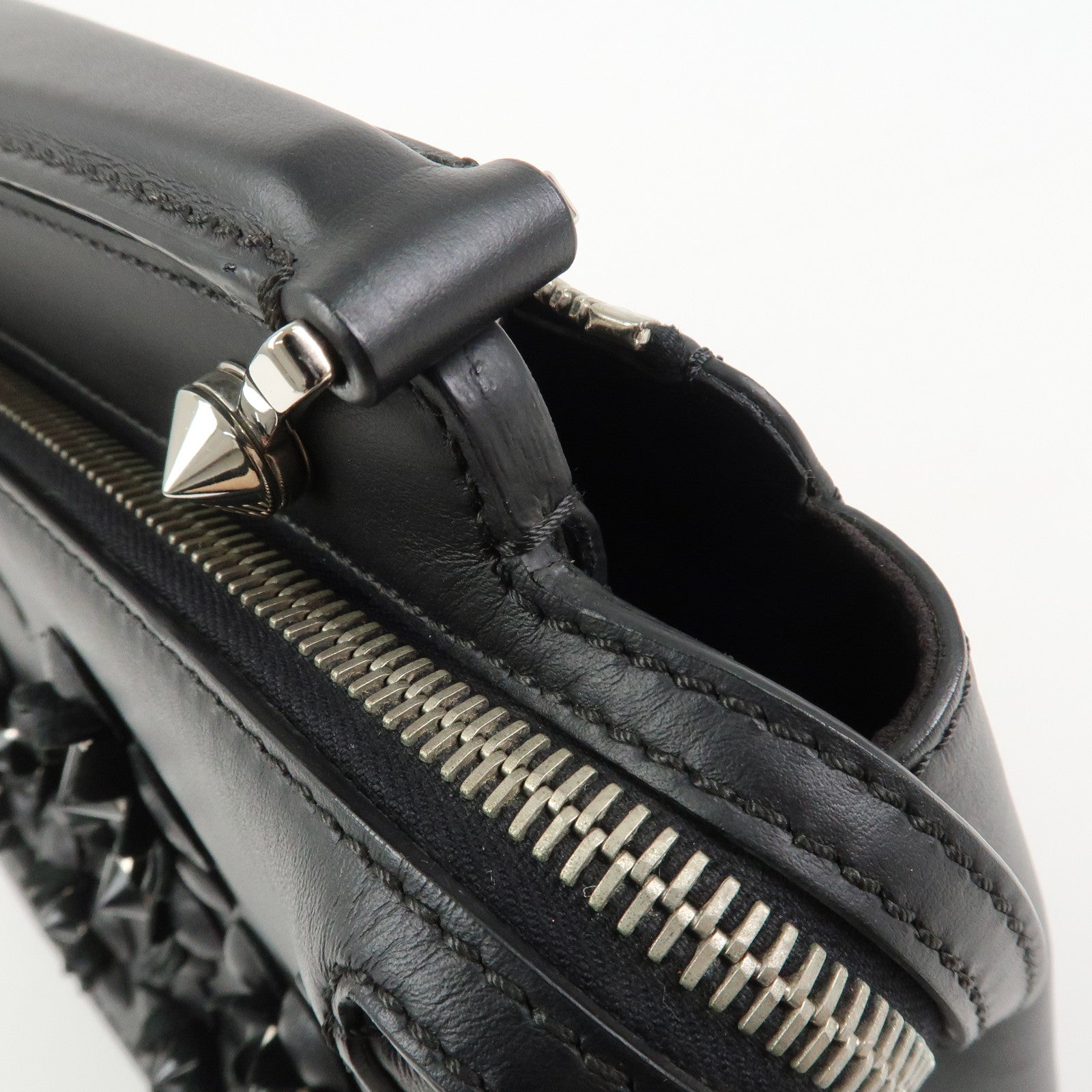 FENDI Dotcom Leather 2WAY Bag Hand Bag Shoulder Bag Black 8BN293