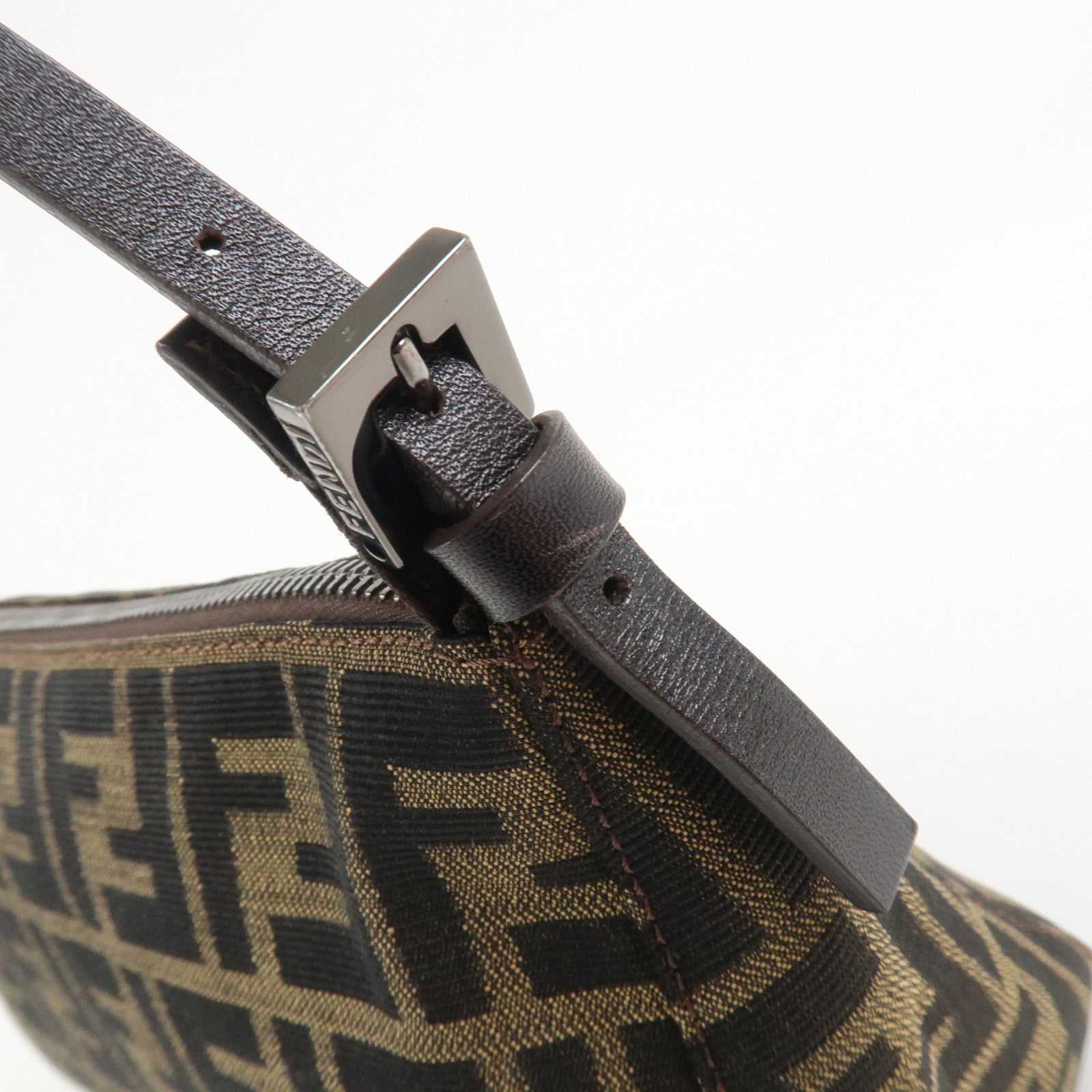 FENDI Zucca Canvas Leather Hand Bag Shoulder Bag Brown 8BR156