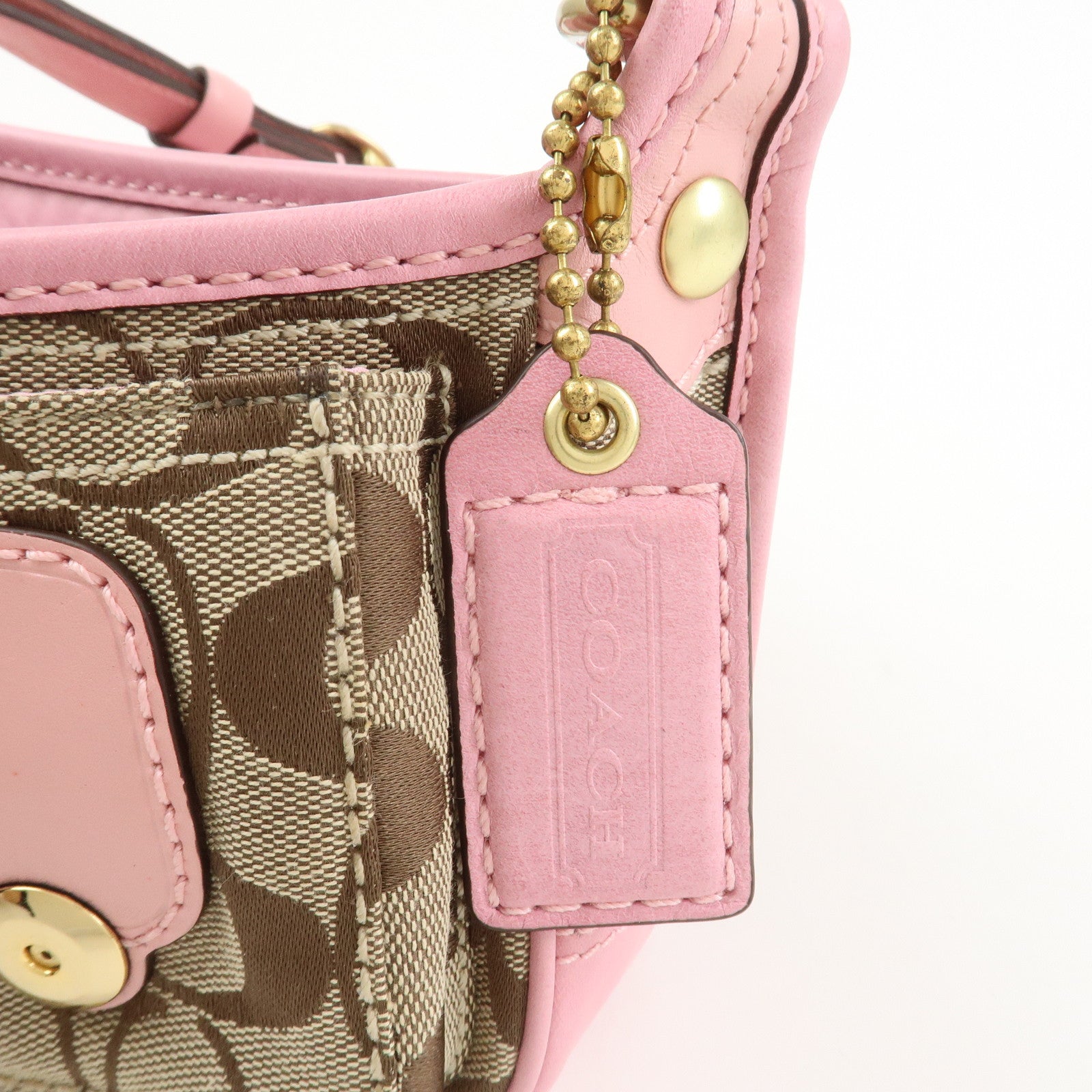 COACH Signature Canvas Leather Shoulder Crossbody Bag Pink